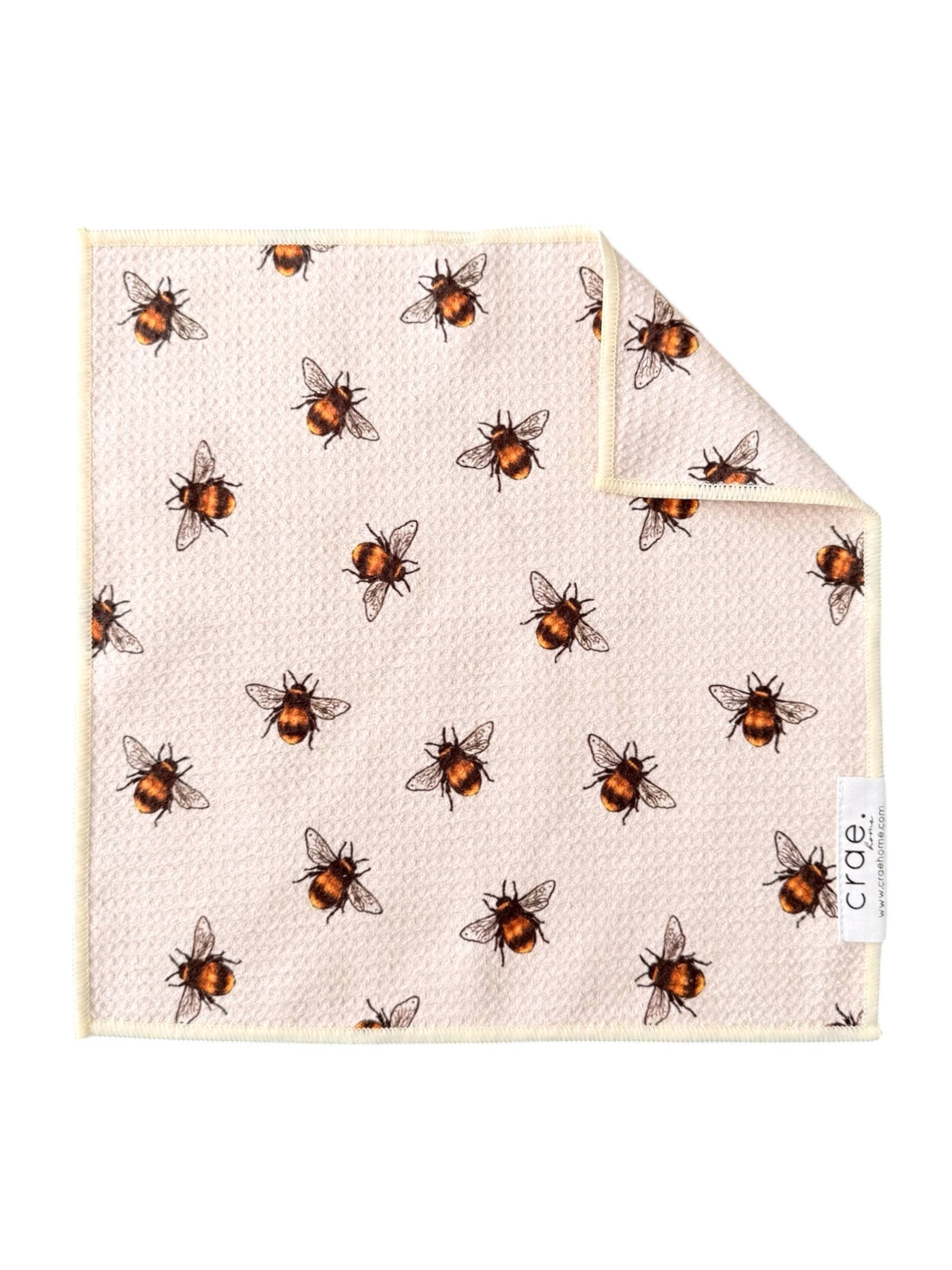 Busy Bee: Double-Sided Washcloth: Cream / 12x12 in / Washcloth