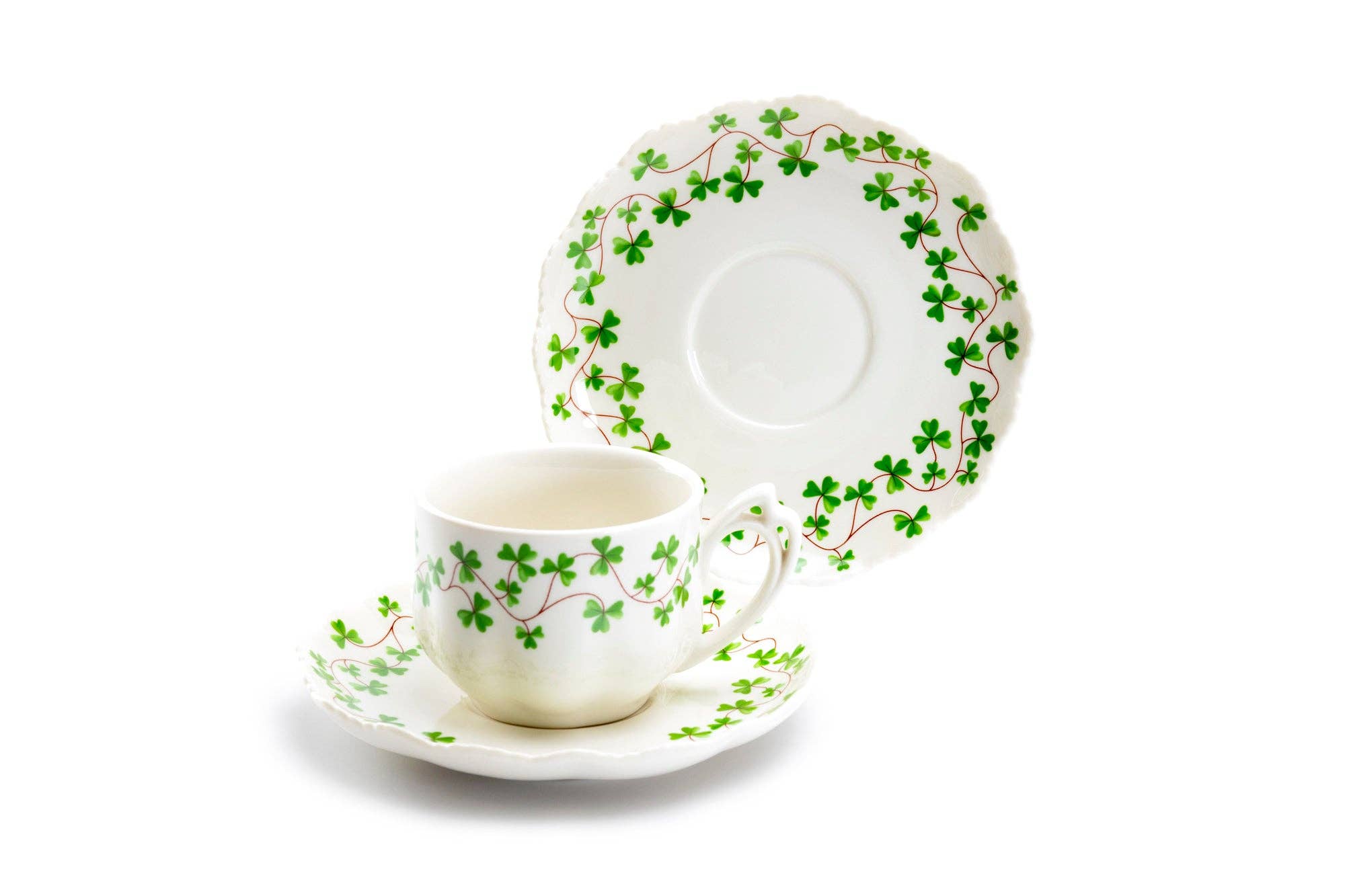 Shamrock 7oz Fine Porcelain Tea Cup and Saucer