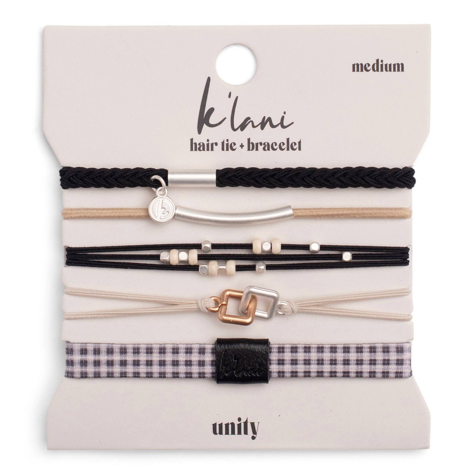 "Unity" Interlocking Charm Hair Tie Bracelet: Medium