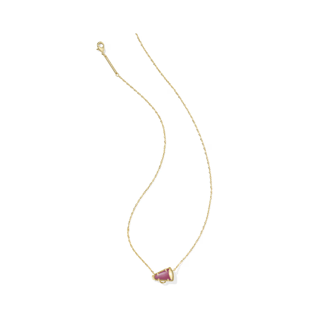 Cheer Gold Short Pendant Necklace in Maroon Magnesite