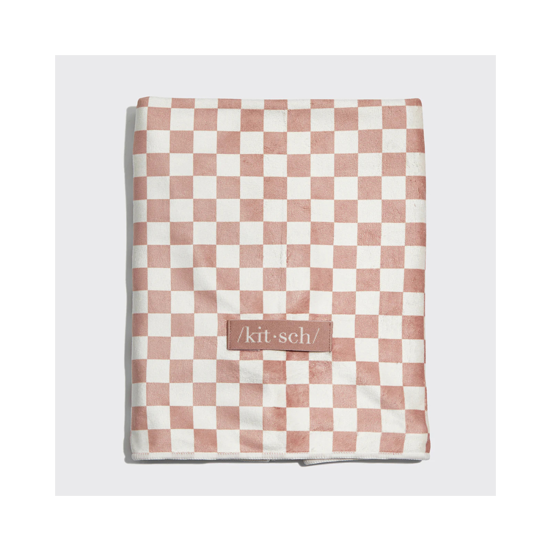 Terracotta Checker Extra Large Quick Dry Hair Towel Wrap