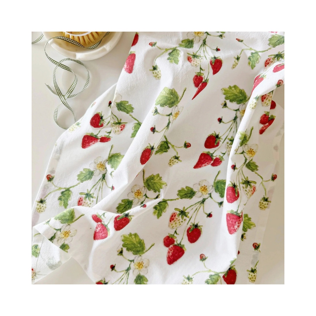 Strawberry Cotton Flour Sack Tea Towel