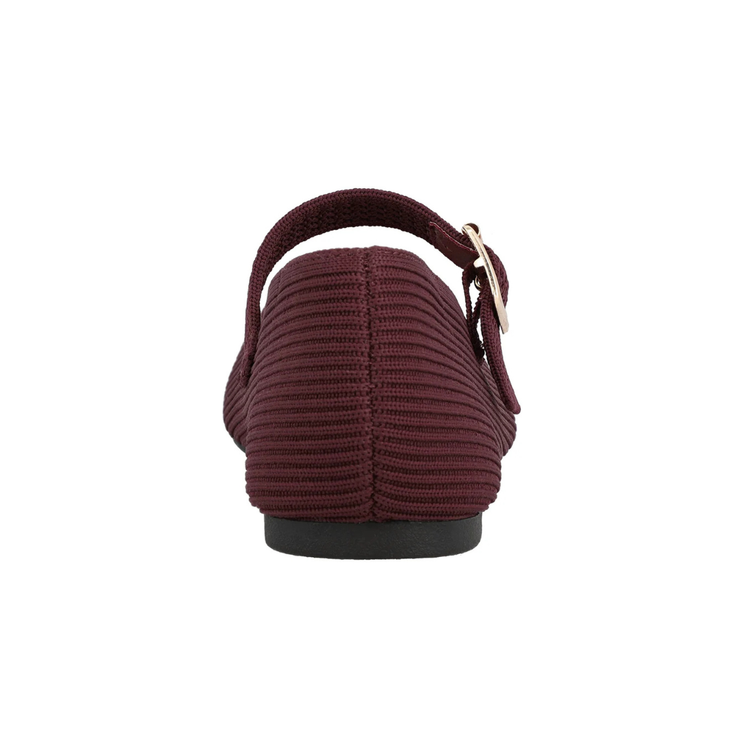 Burgundy Knit Mary Jane Shoes