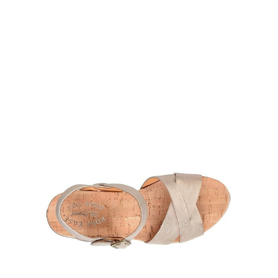 Gold Cork Ava Wedge Sandal