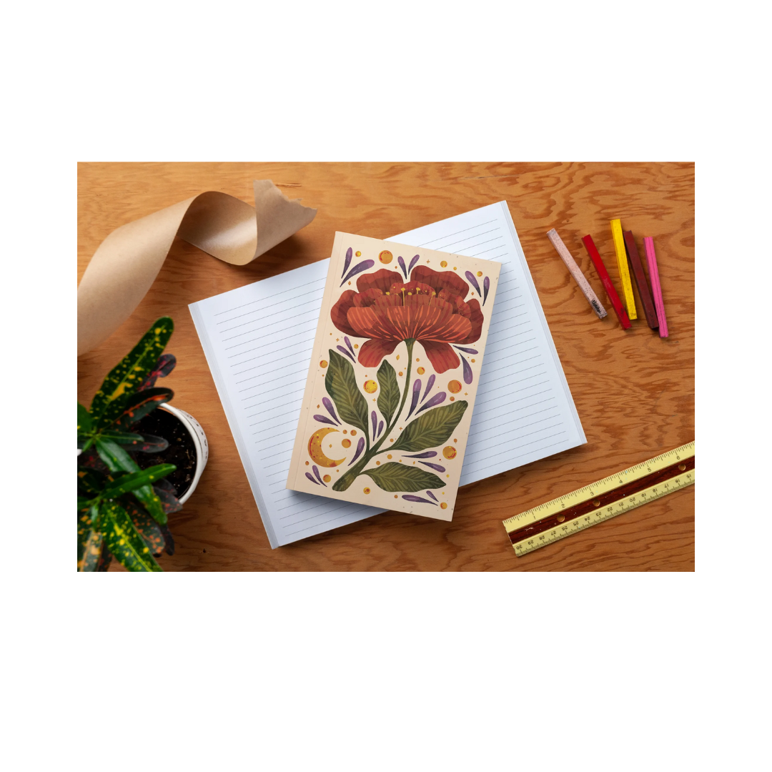 Burgundy Bloom Classic Layflat Notebook