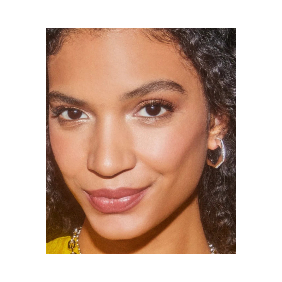 Mallory Silver Huggie Earring in White Crystal