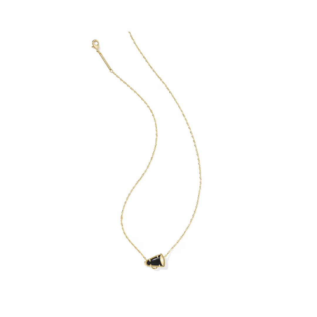Cheer Gold Short Pendant Necklace in Black Agate