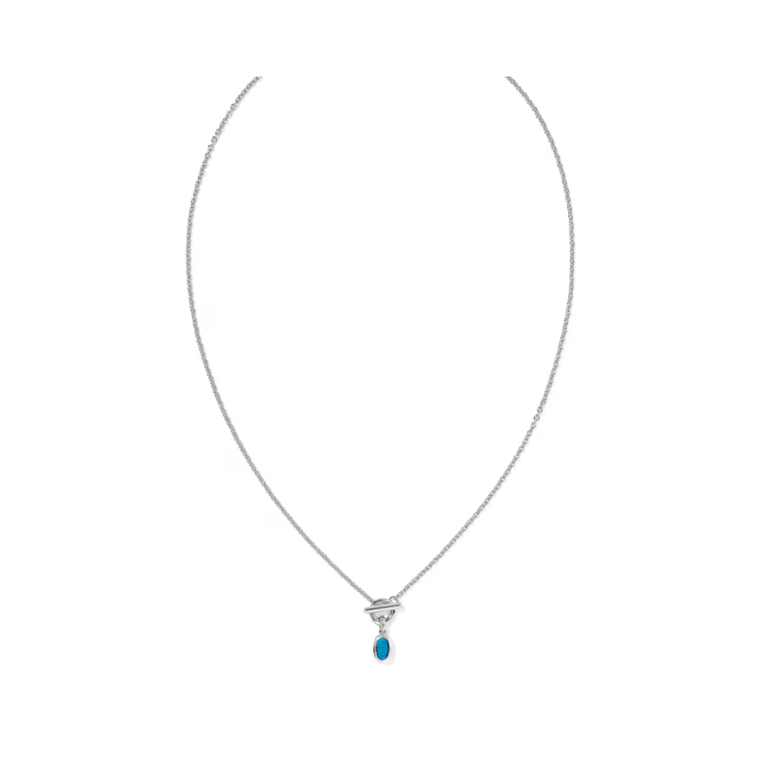 Mini Elisa Silver Toggle Pendent Necklace with Variegated Indigo Magnesite