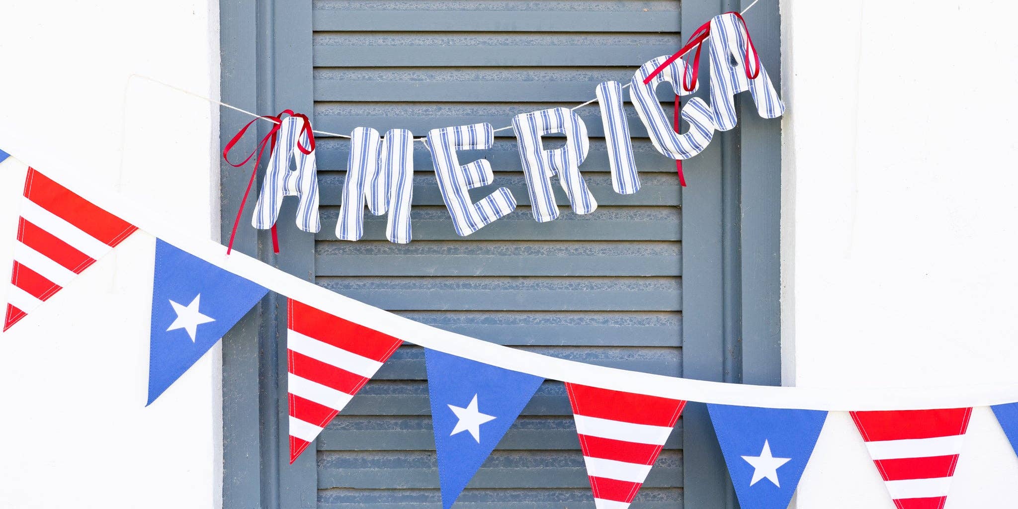 HAM1204 - America Ticking Linen Puffy Banner