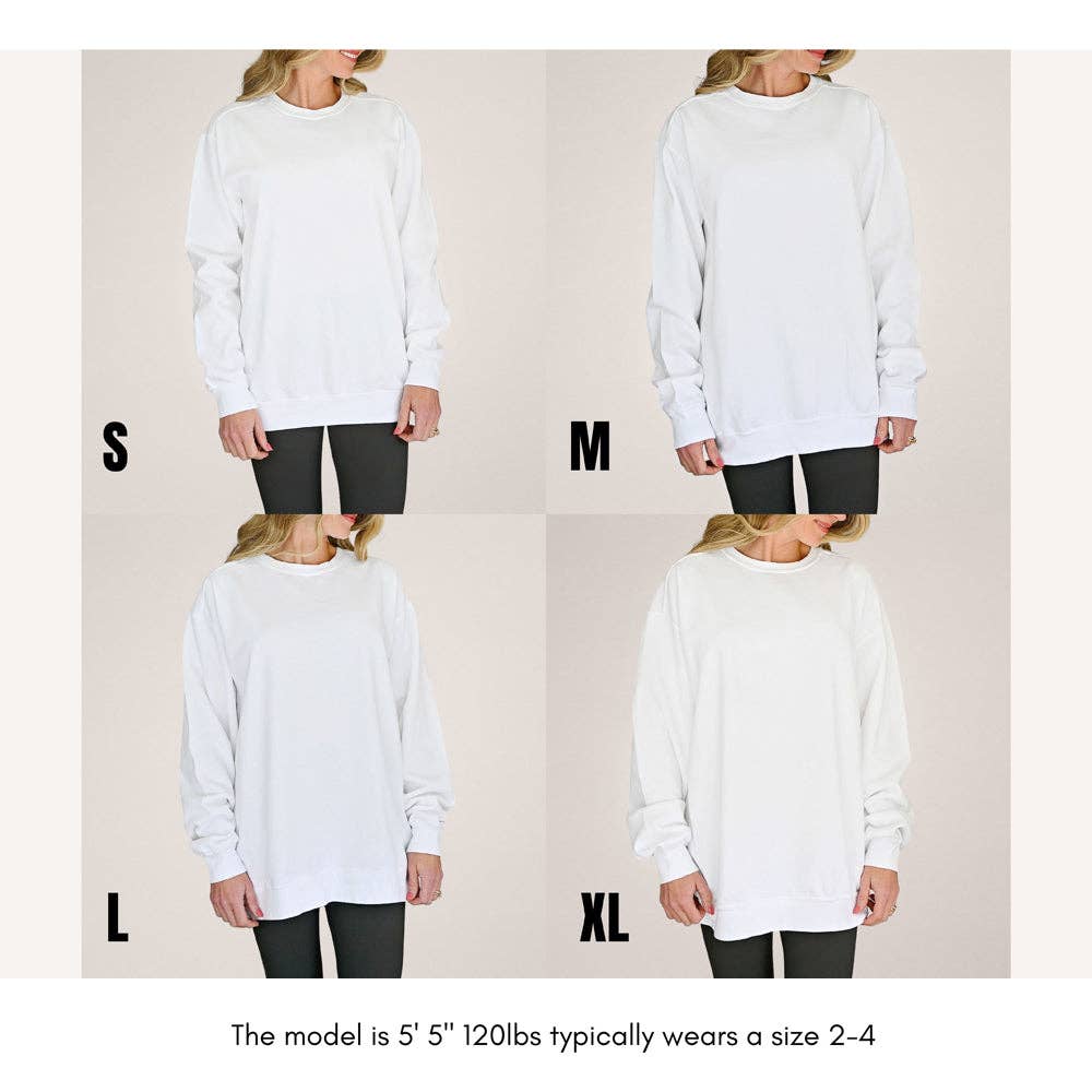 Embroidered Merry Christmas | Garment Dyed Sweatshirt: Pepper / White Thread / Large