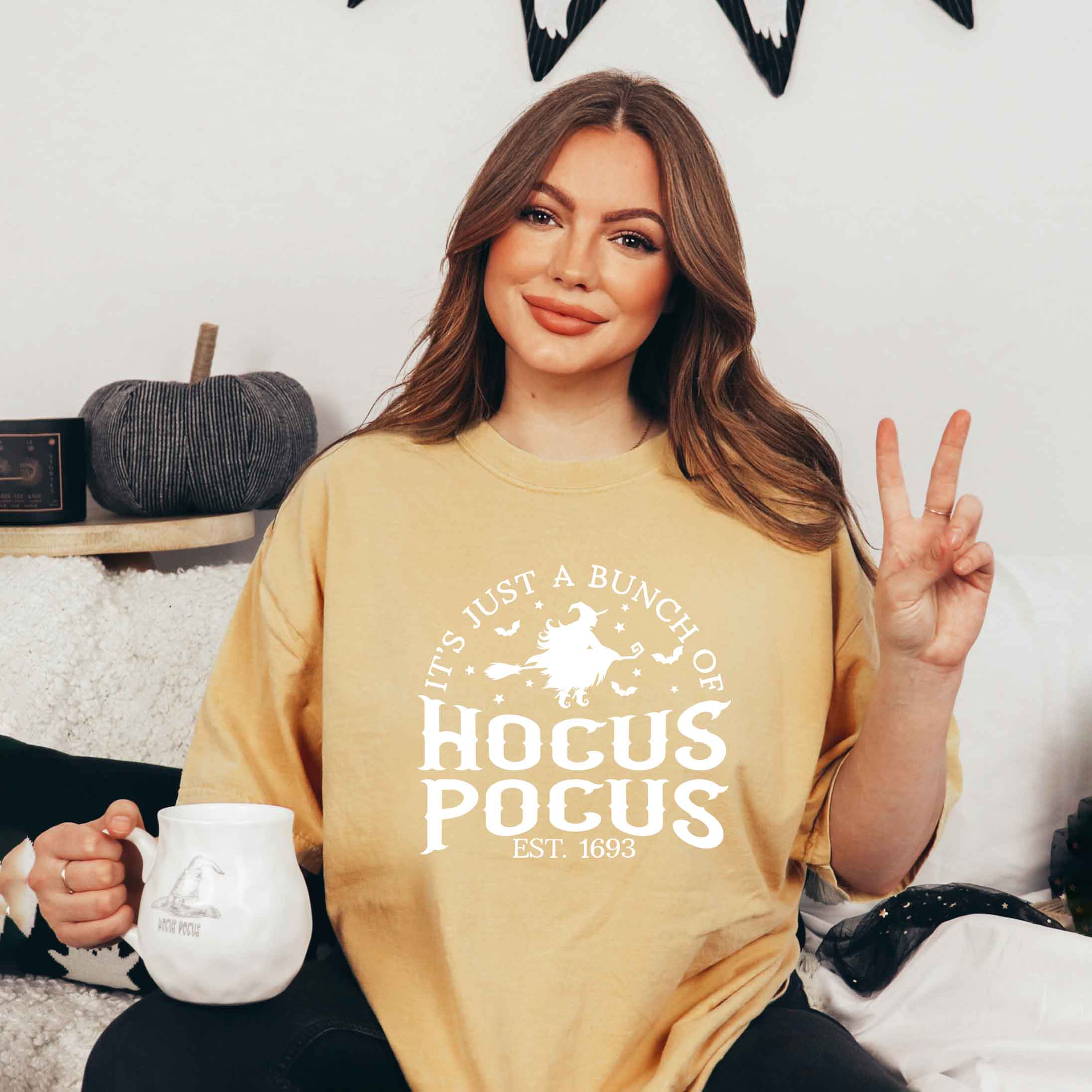 Hocus Pocus Witch | Garment Dyed Tee | Halloween: Yam / White Ink / Small