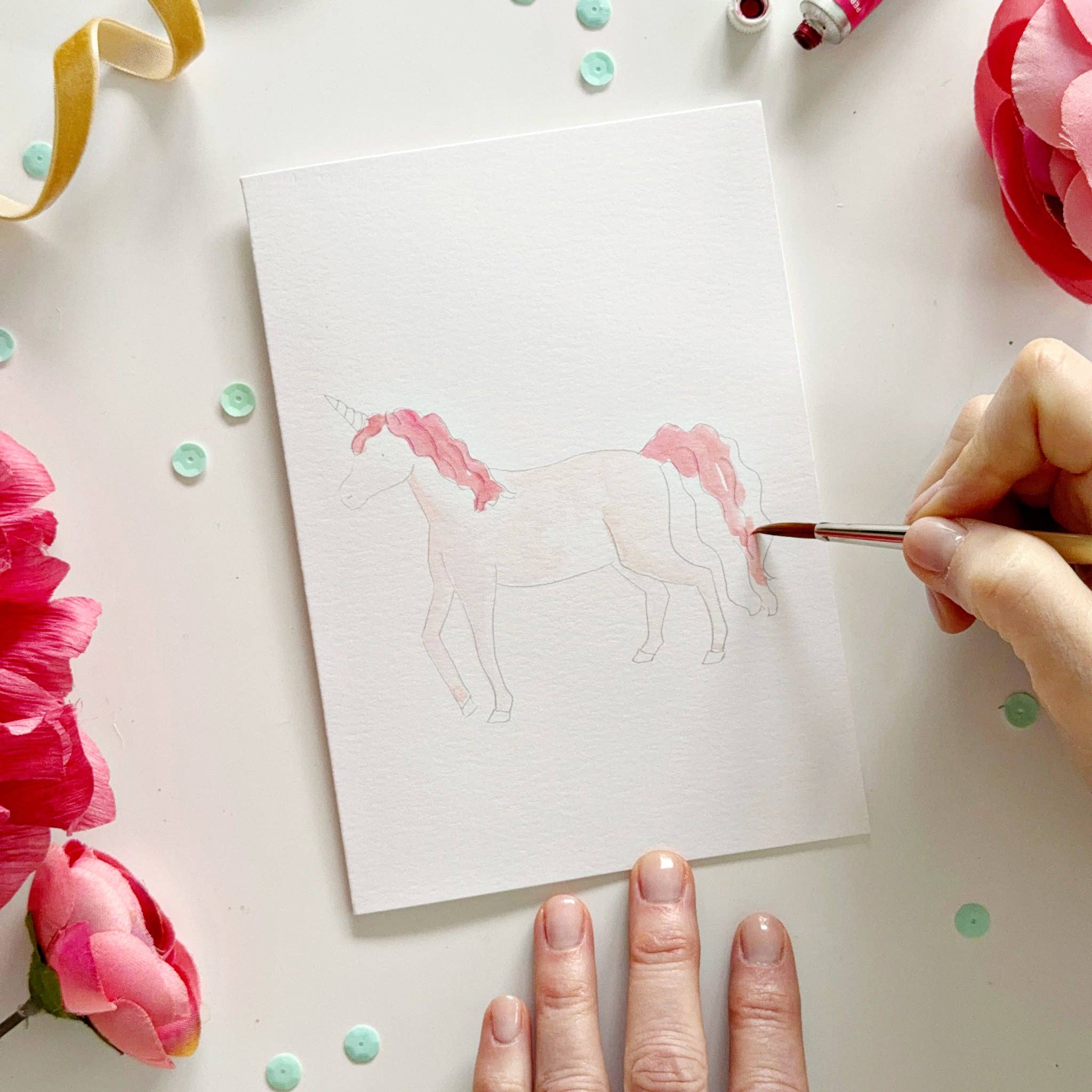 Fairytale paintable watercolor notecard set