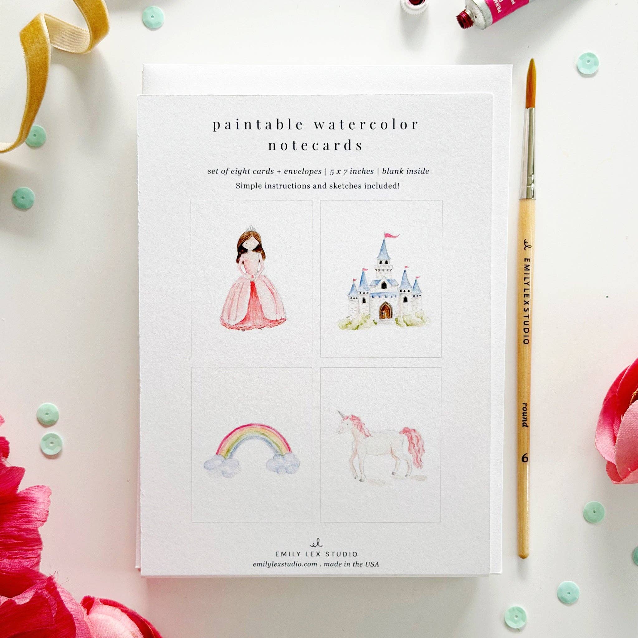 Fairytale paintable watercolor notecard set