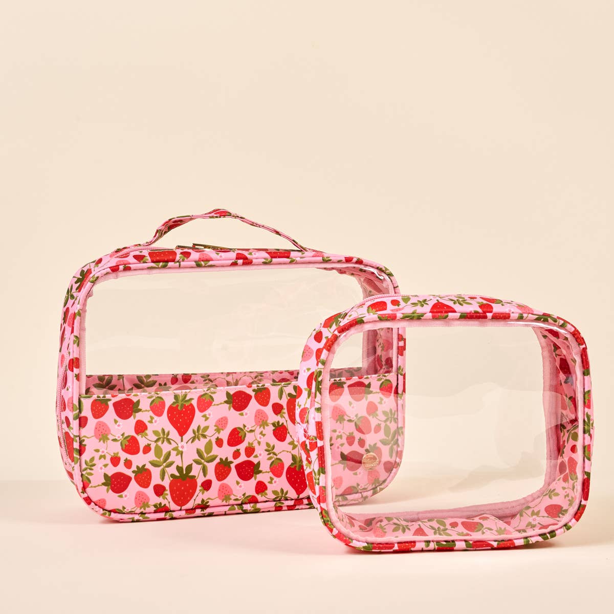Clearly Chic Cosmetic Bag Set-Strawberry Fields