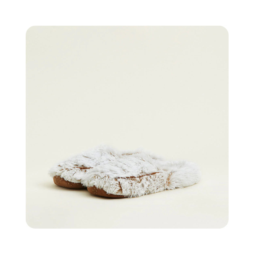 Warmies Brown & Gray Marshmallow Microwavable Slipper Size 6-10