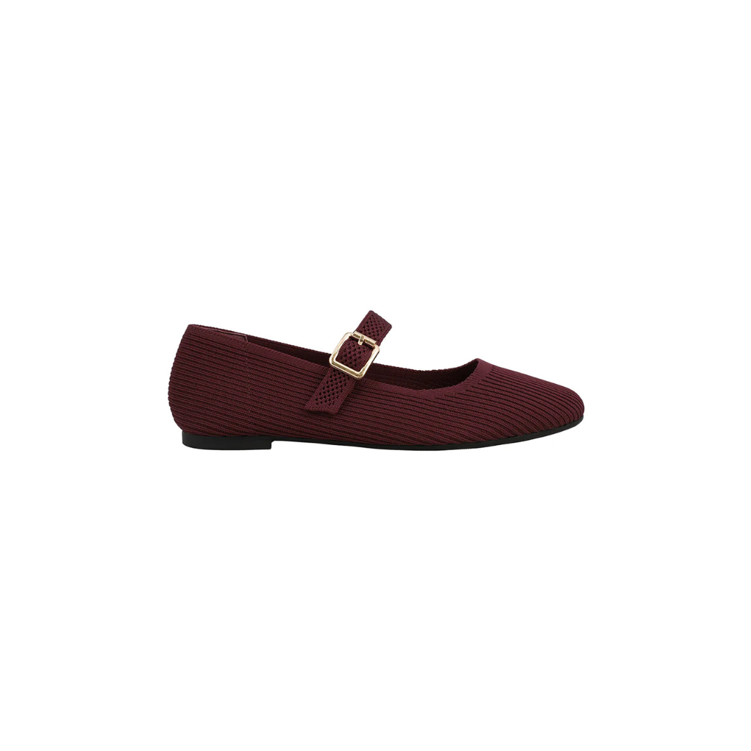 Burgundy Knit Mary Jane Shoes