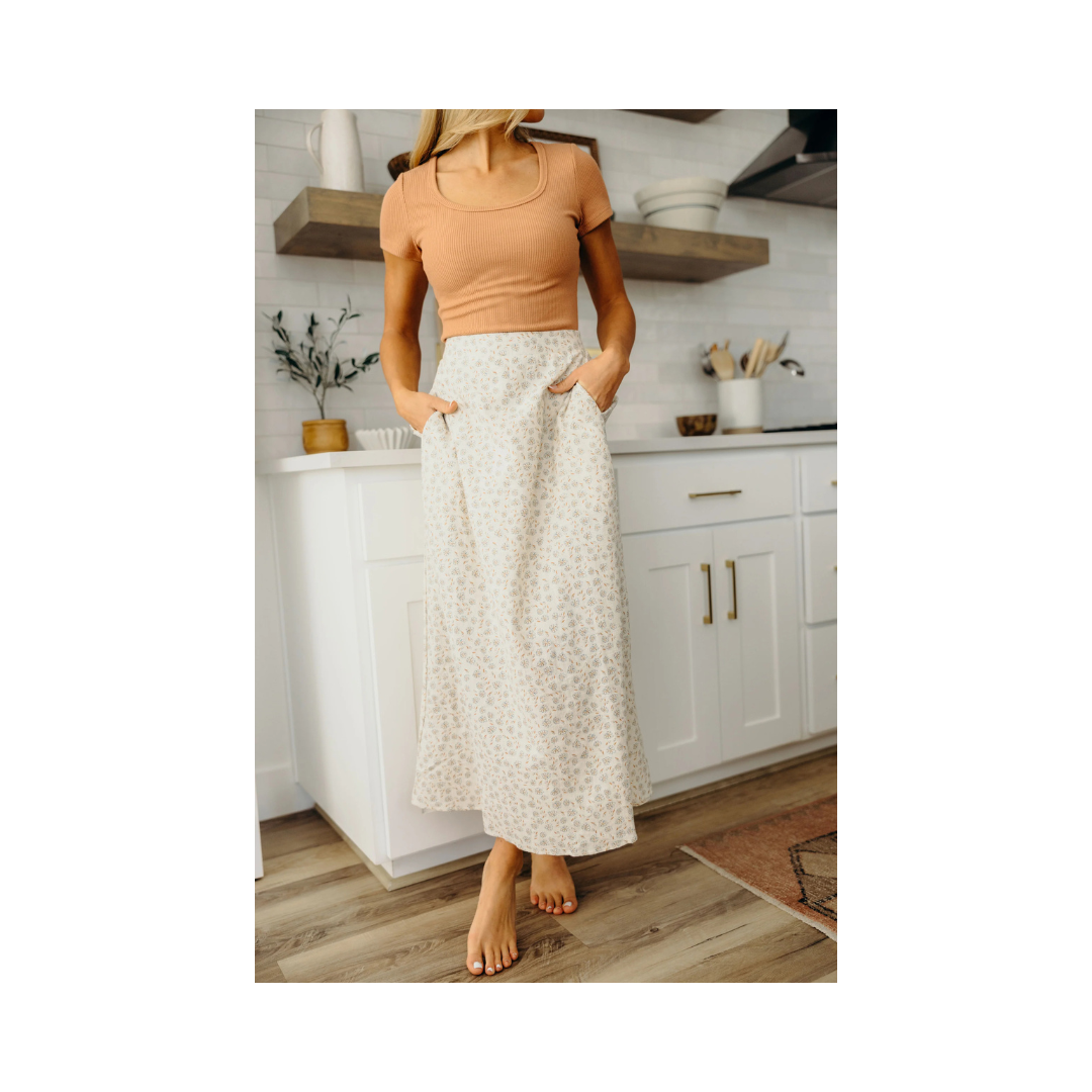 Blue Origami Cotton Slip Skirt