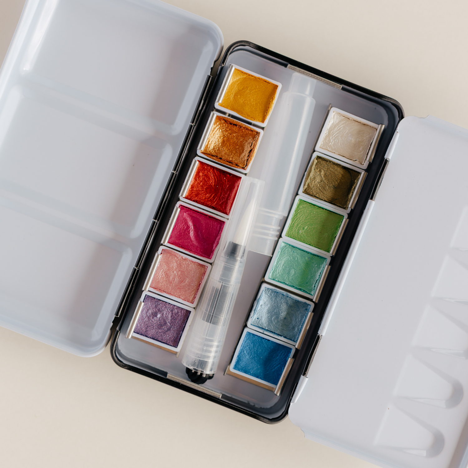 12 Color Travel Metallic Watercolor Paint Palette