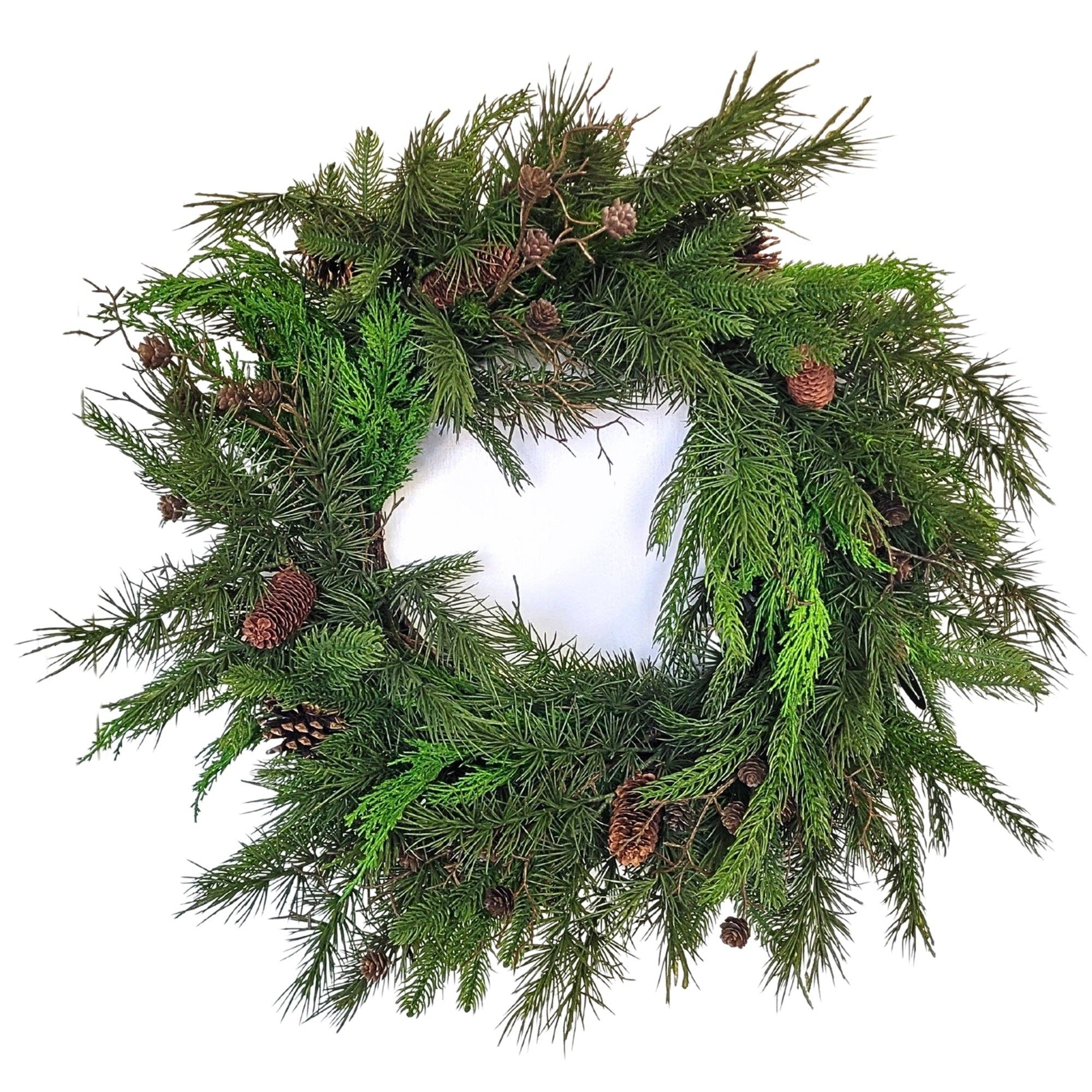 Real Touch Regal Juniper/Spruce Mixed Wreath 24''