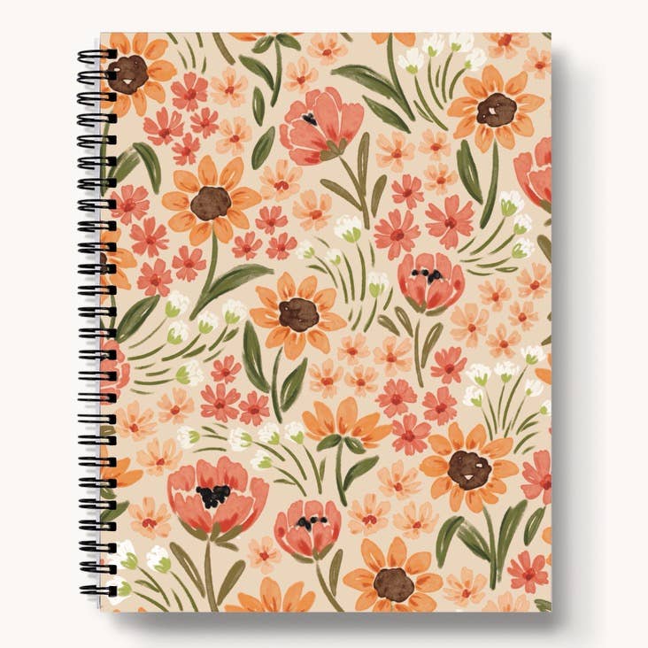 Sunny Poppies Spiral Lined Notebook 8.5x11in.