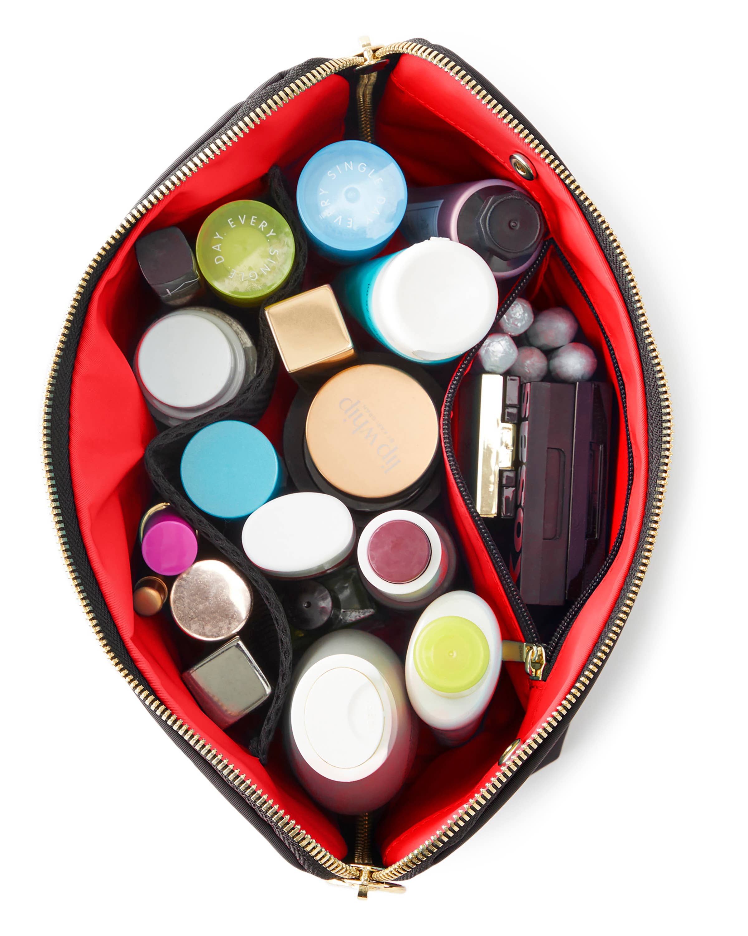 Signature Makeup Bag-Machine Washable Medium Cosmetic Bag: Black/Leopard / Nylon / Signature Makeup Bag