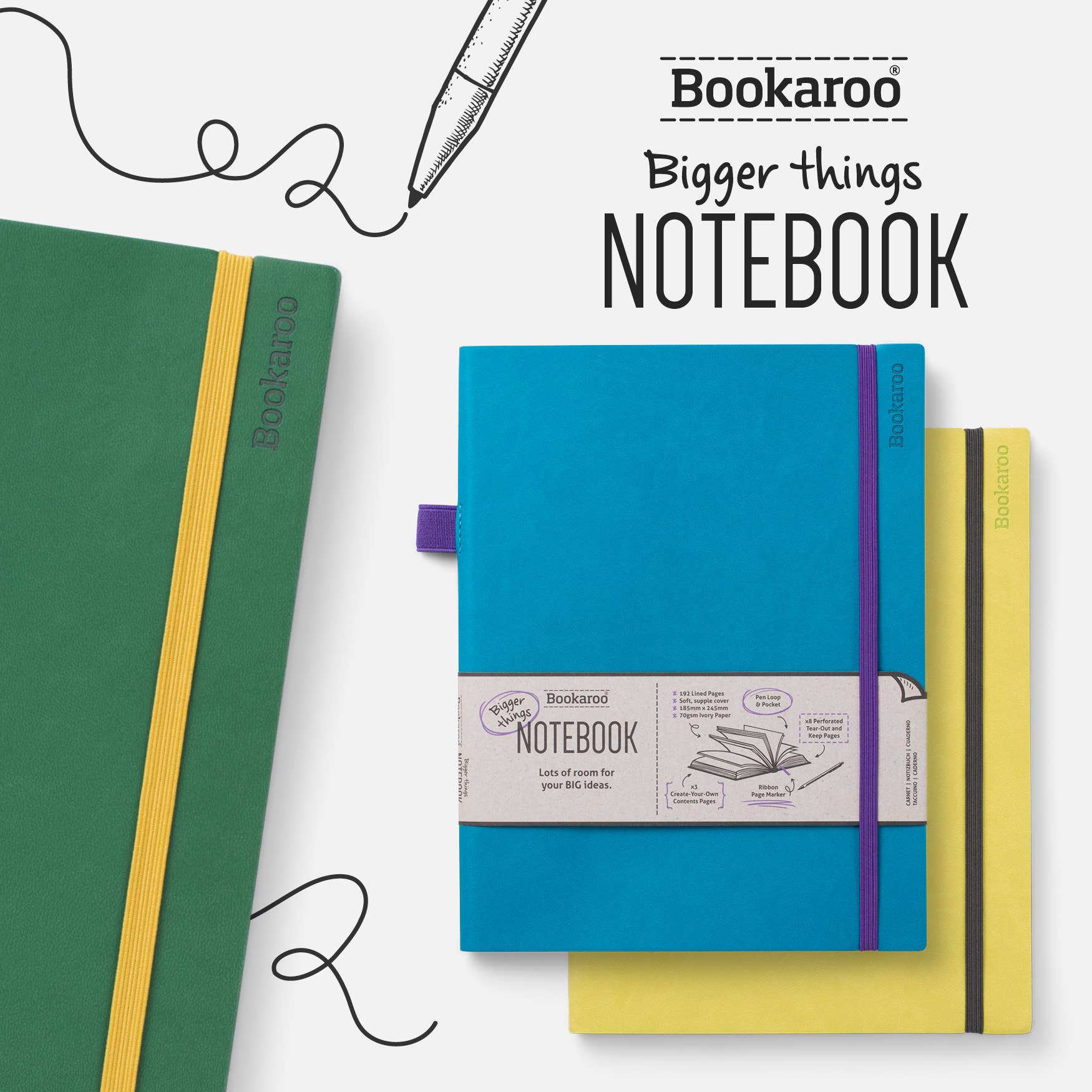 Bookaroo Bigger Things Notebook: Turquoise