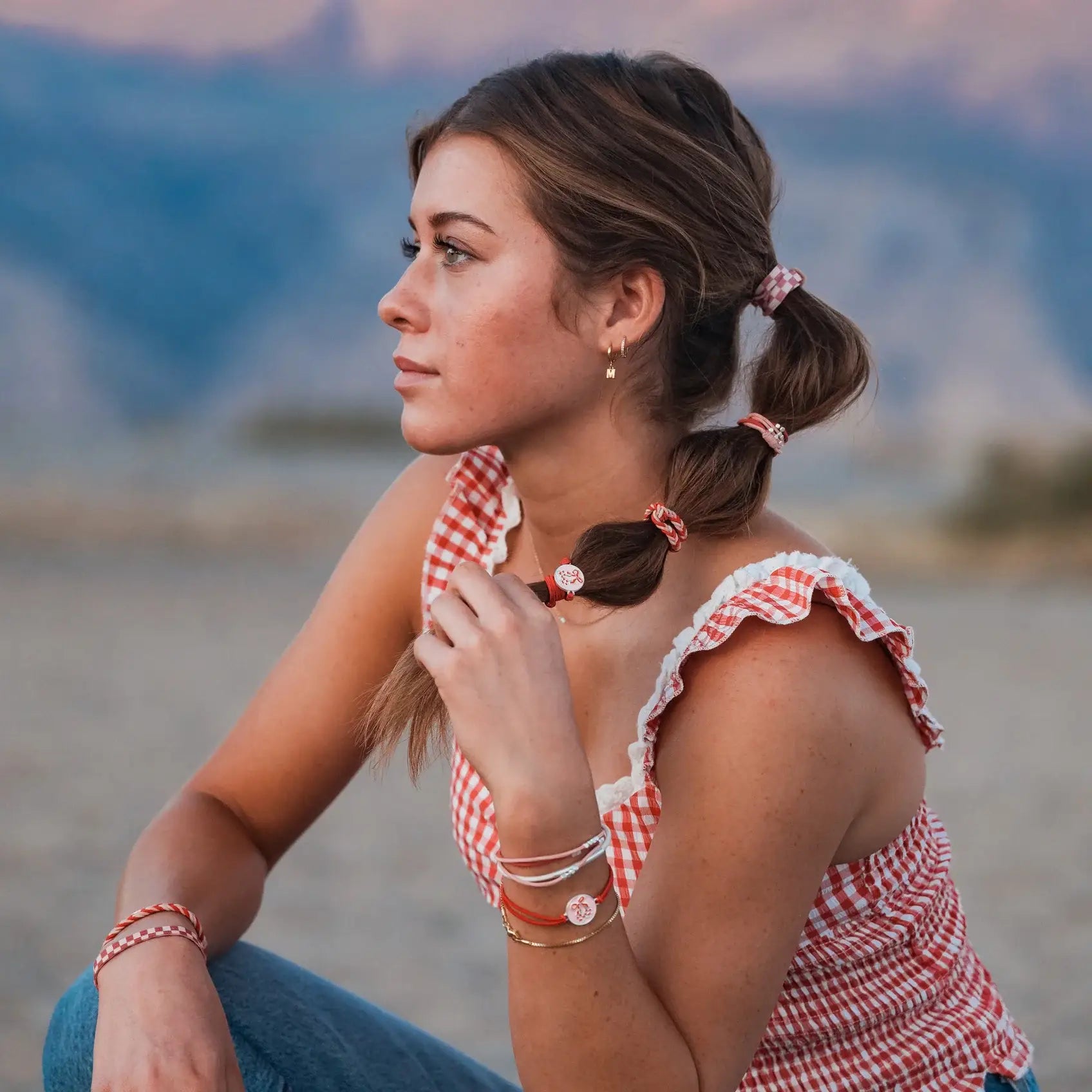 "Sweet" Pink Cherry Hair Tie Bracelets: Medium