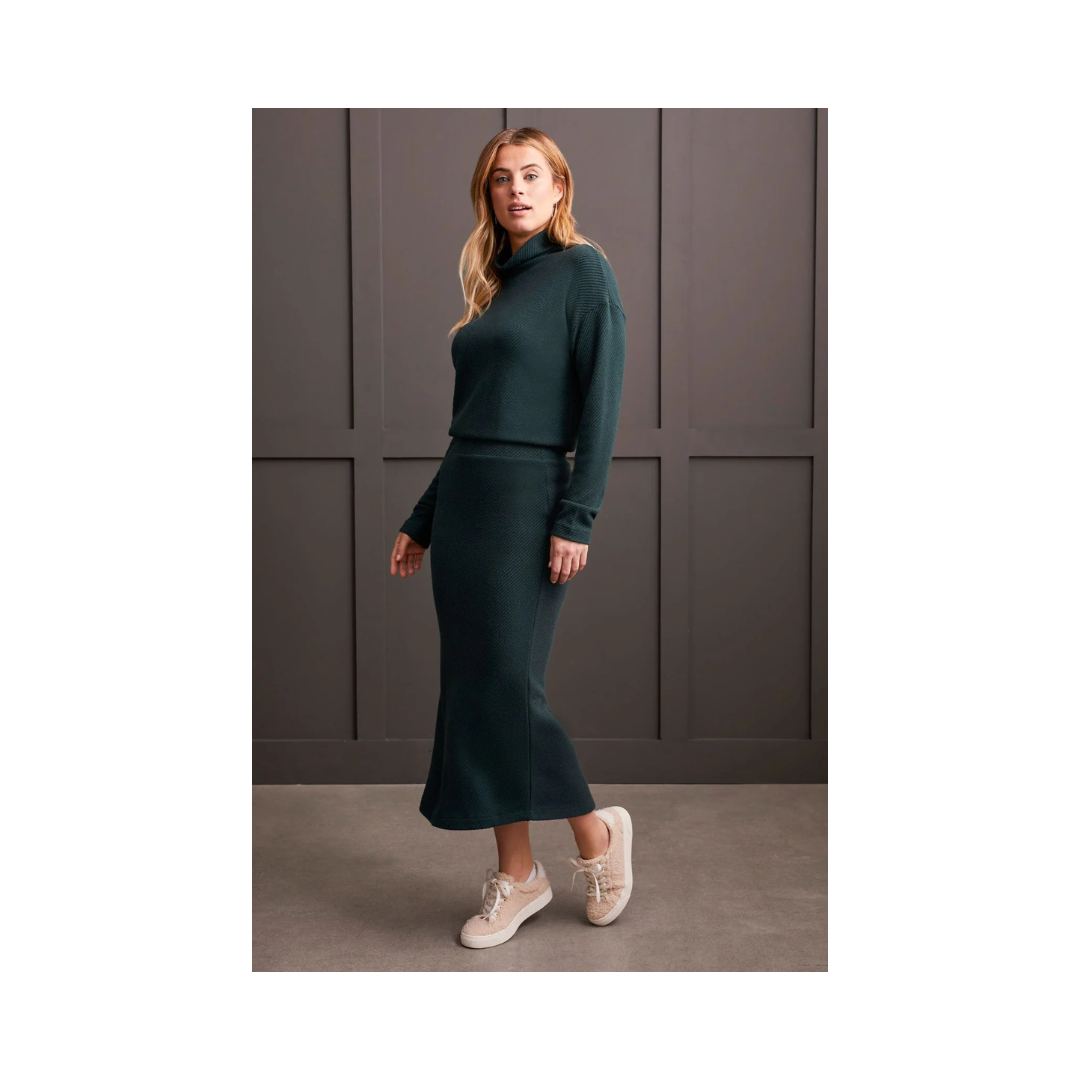 Alpine Green Loose Fit Funnel Neck Top