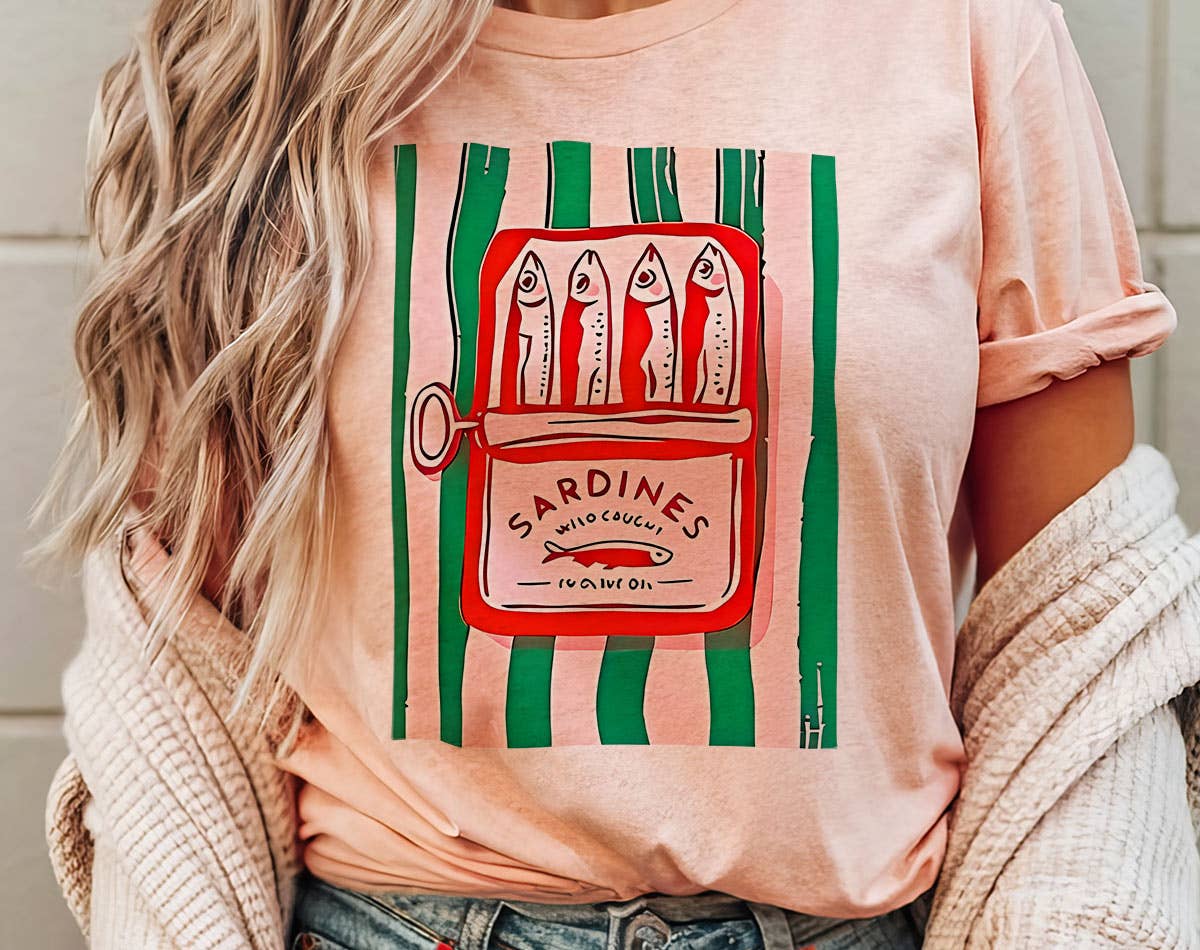 Sardines Tinned Fish - French Sardine-Core T-Shirt: White / MD