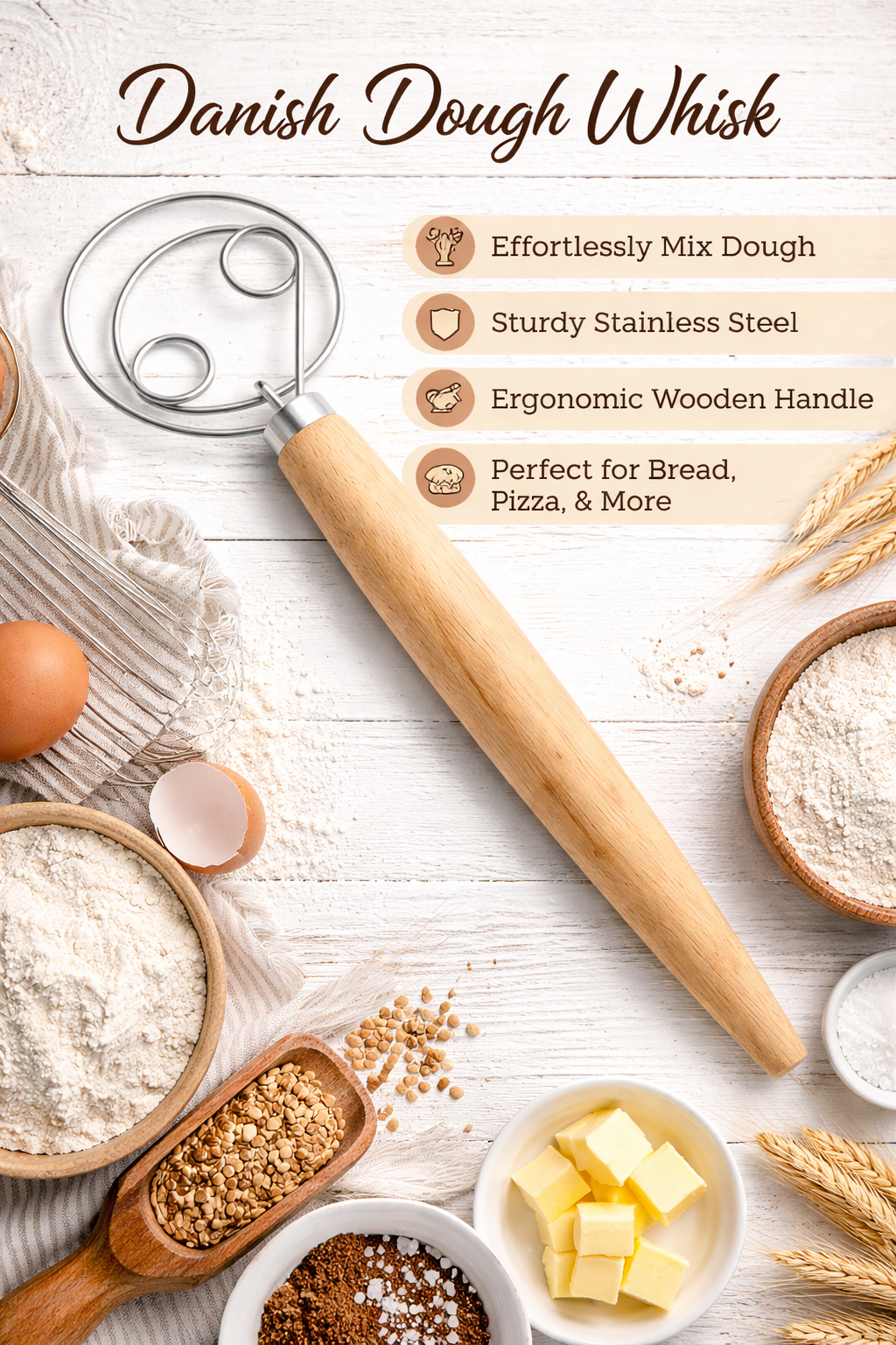 Sourdough Starter, Bread Lame, & 13" Danish Dough Whisk
