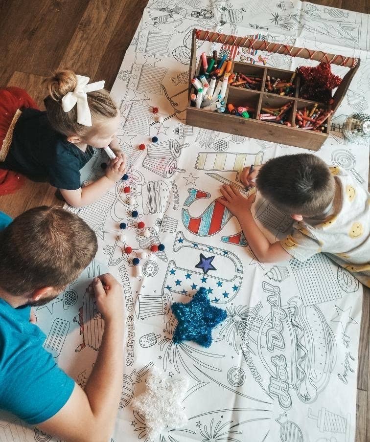 USA Patriotic Coloring Tablecloth 72x36