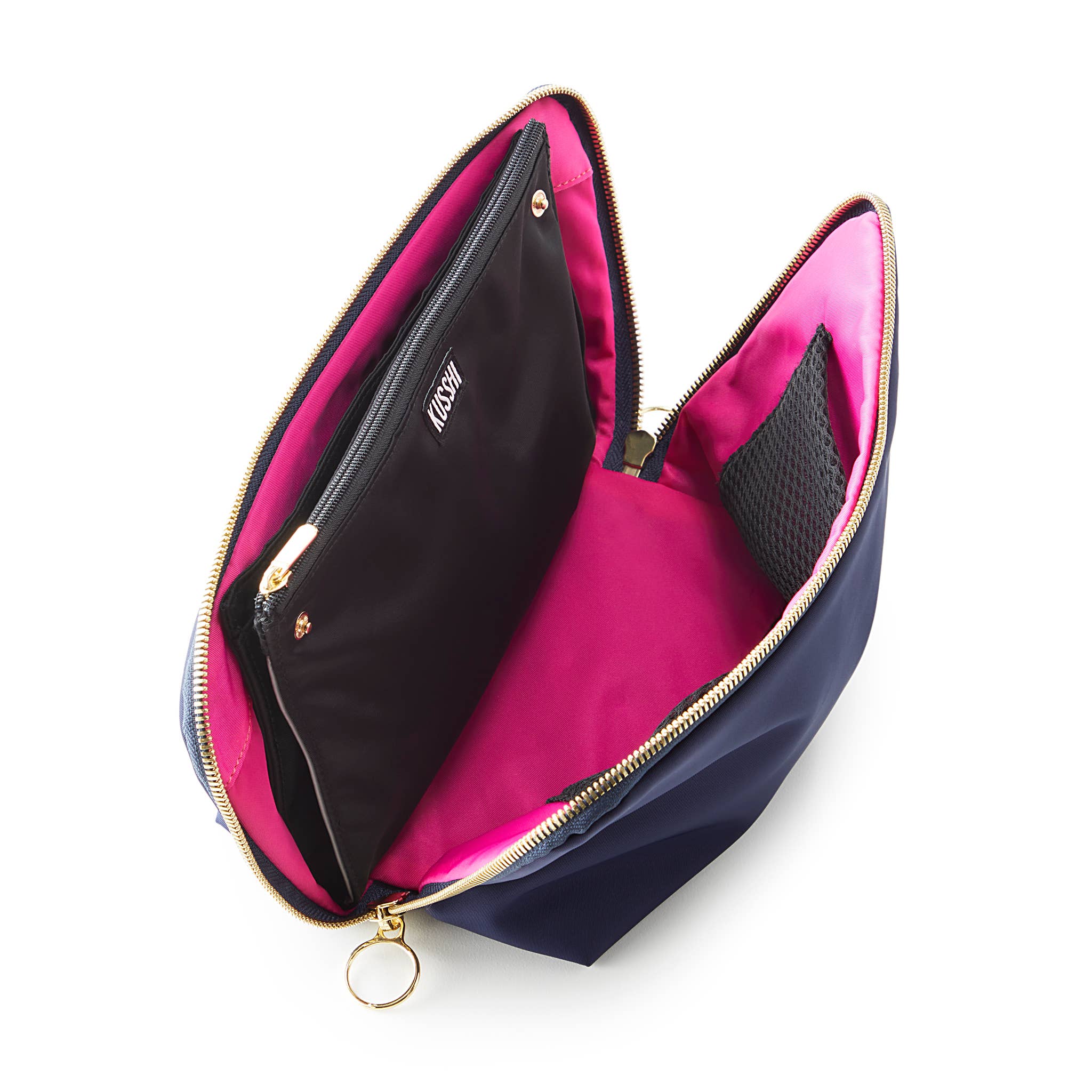 Signature Makeup Bag-Machine Washable Medium Cosmetic Bag: Black/Leopard / Nylon / Signature Makeup Bag