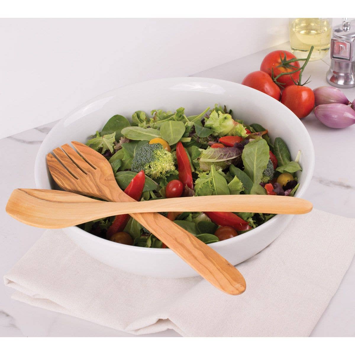 Eddingtons Italian Olive Wood Salad Set, 13in