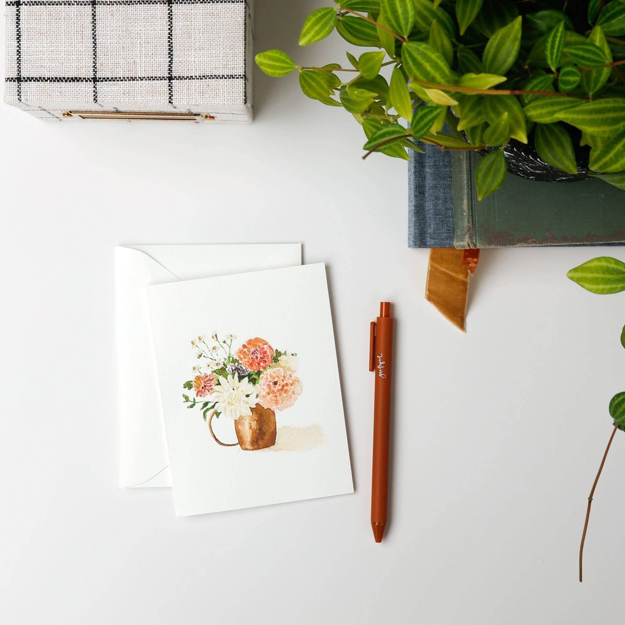 Dahlia bouquet notecard: Single card