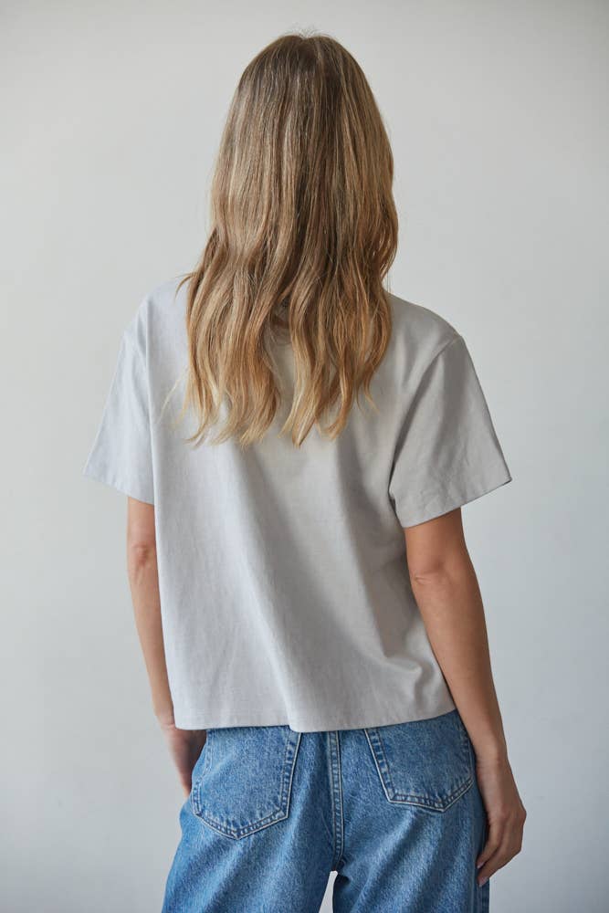 L8788 | Knit Cotton Crew Neck Short Sleeve T-shirt Top: White / L