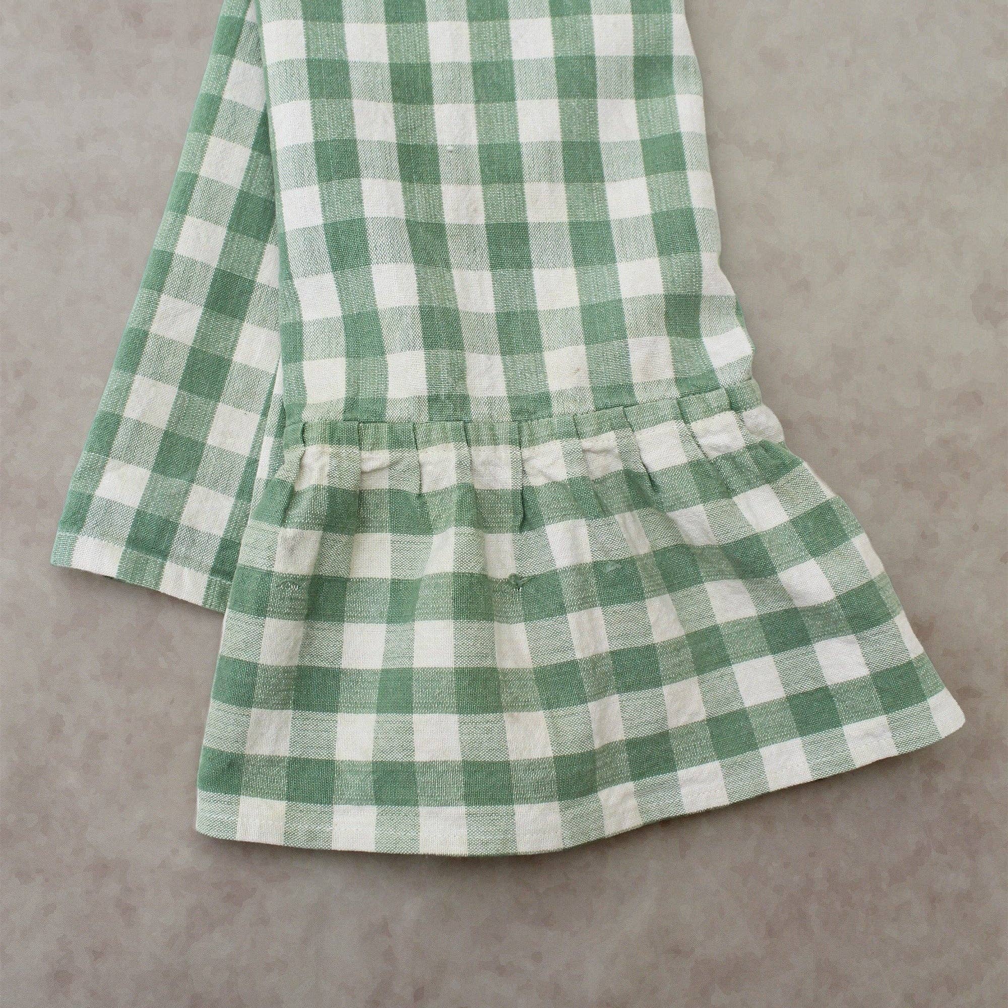 Moss Ruffled Gingham Dish Towel