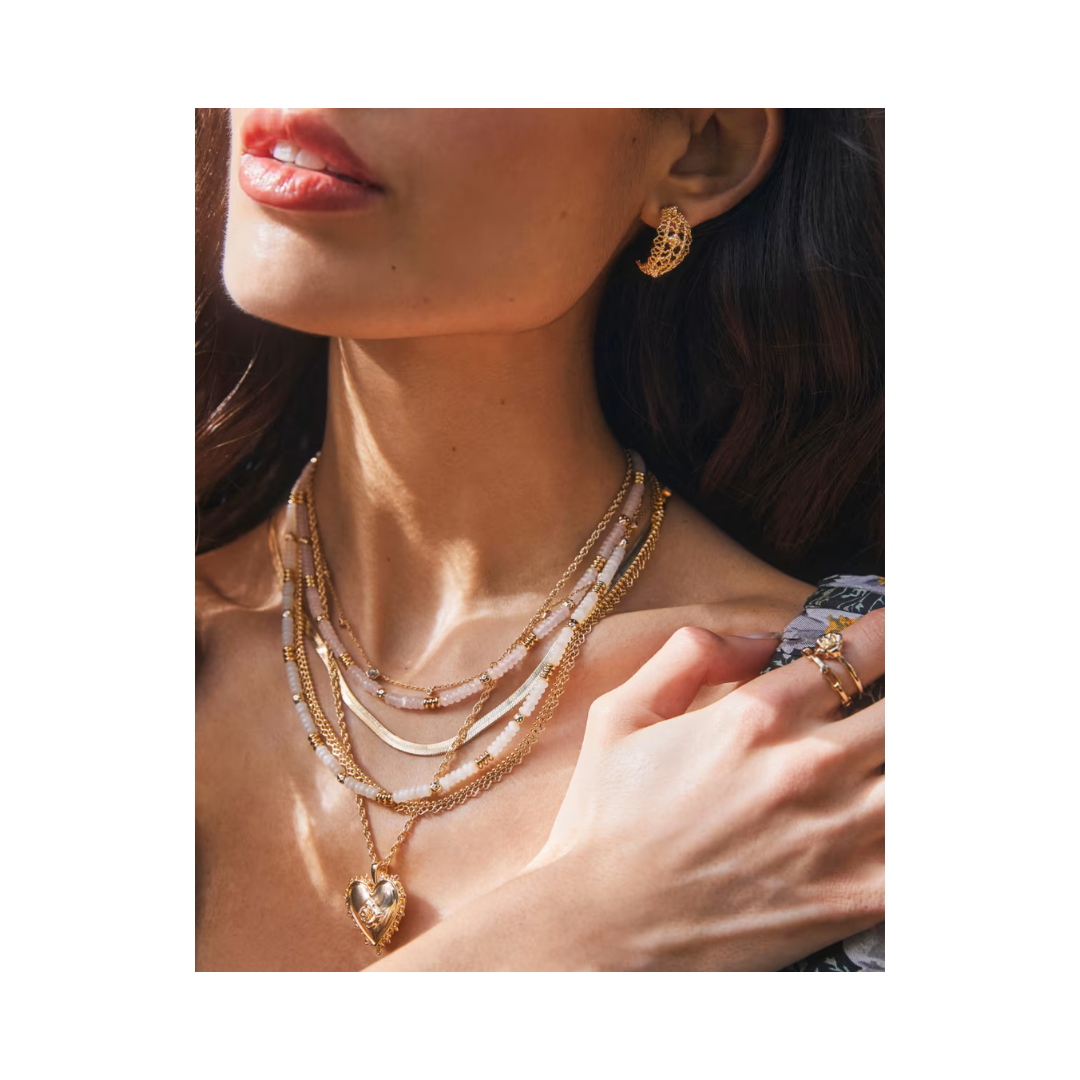 Mallory Rose Locket Necklace in Gold