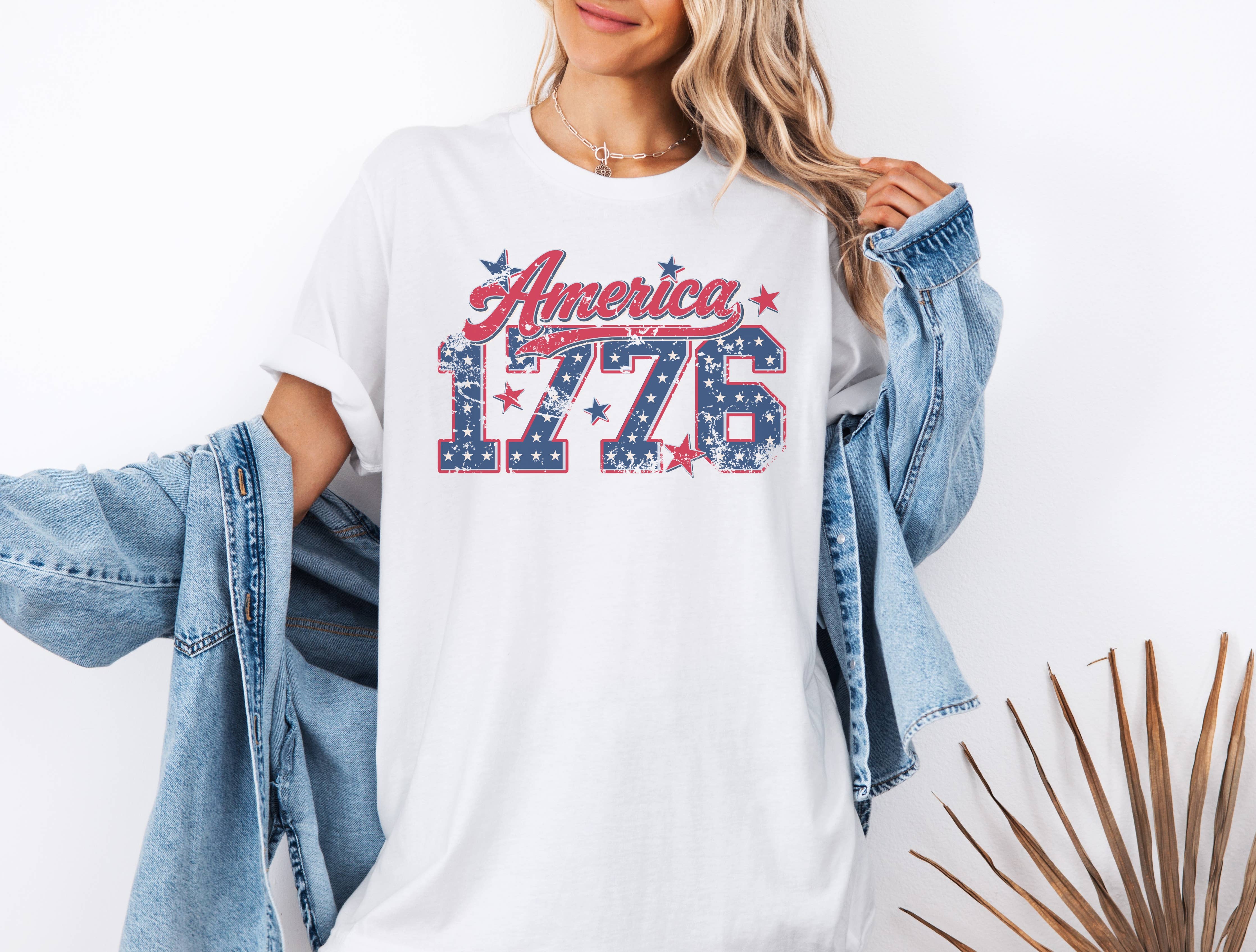 1776 America | Patriotic T Shirt | Usa Tee 4th of July : Heather Natural / Unisex-Medium