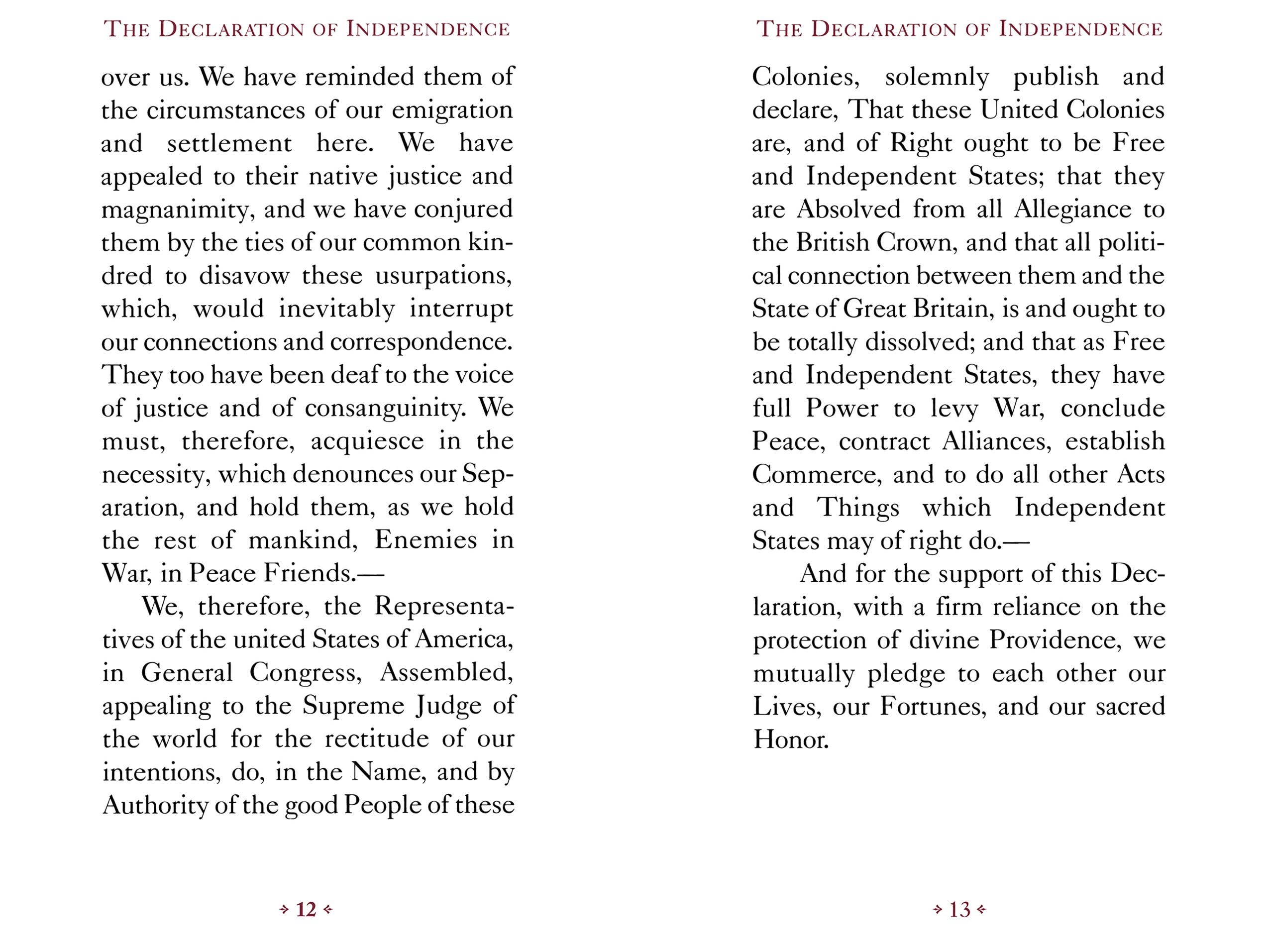 The Declaration of Independence (White Cover)