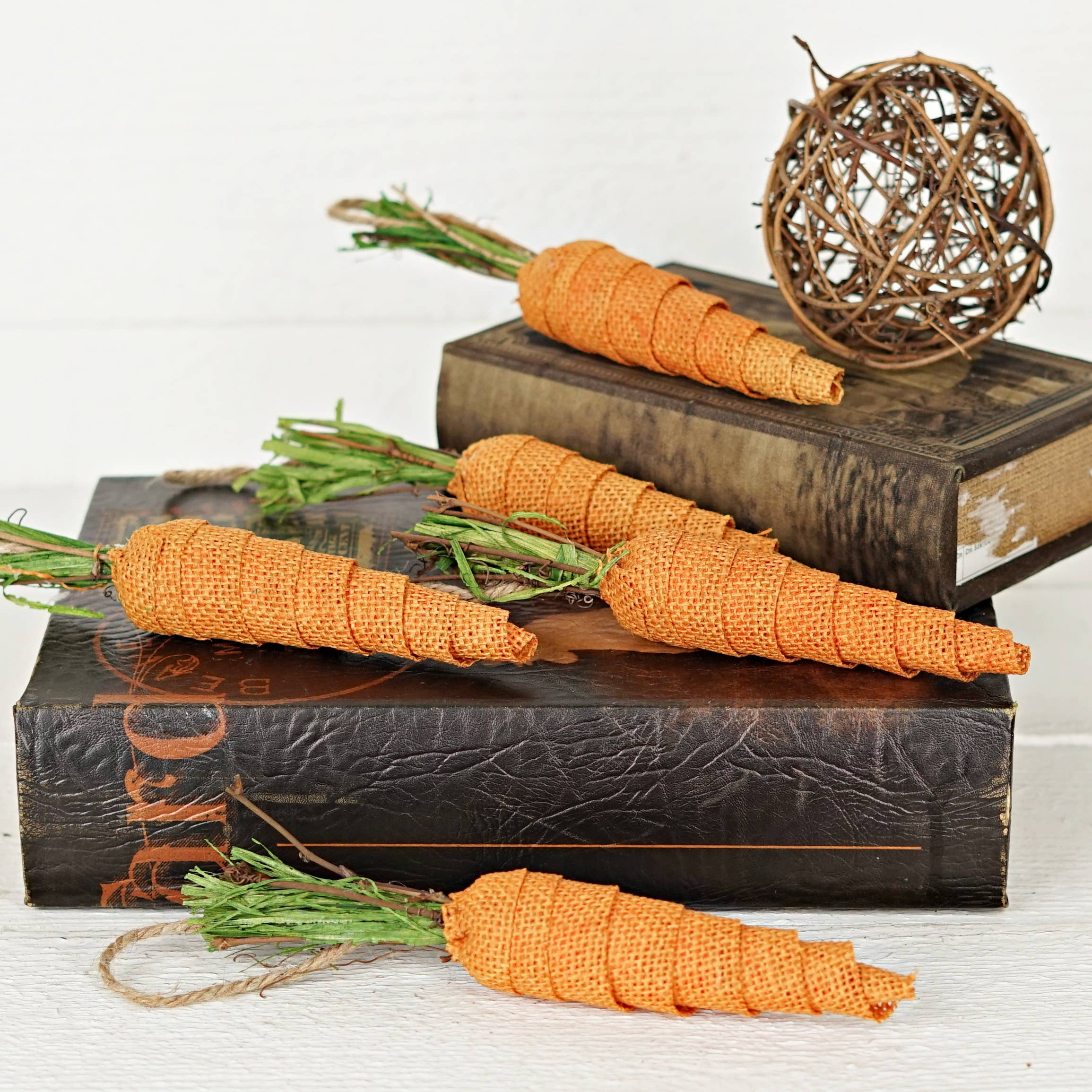 ISB68980- Burlap Carrot Ornament 8" x 1.5" size