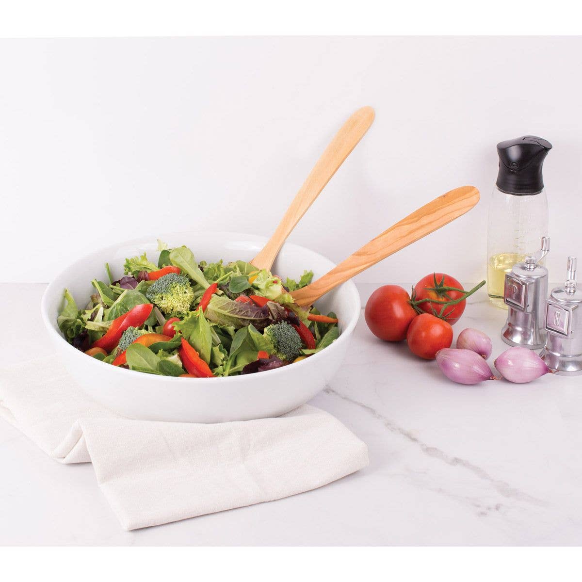 Eddingtons Italian Olive Wood Salad Set, 13in