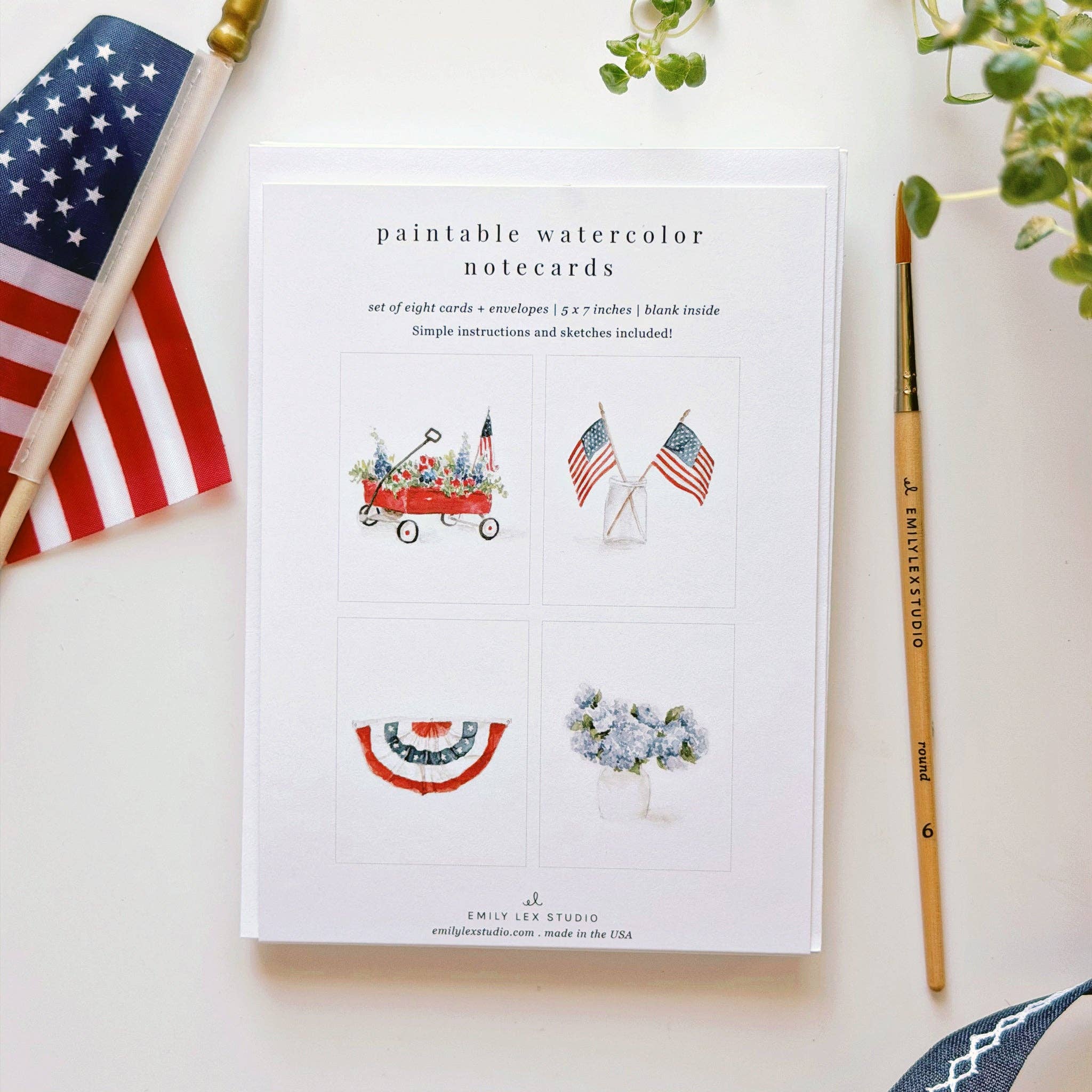 Americana paintable watercolor notecard set