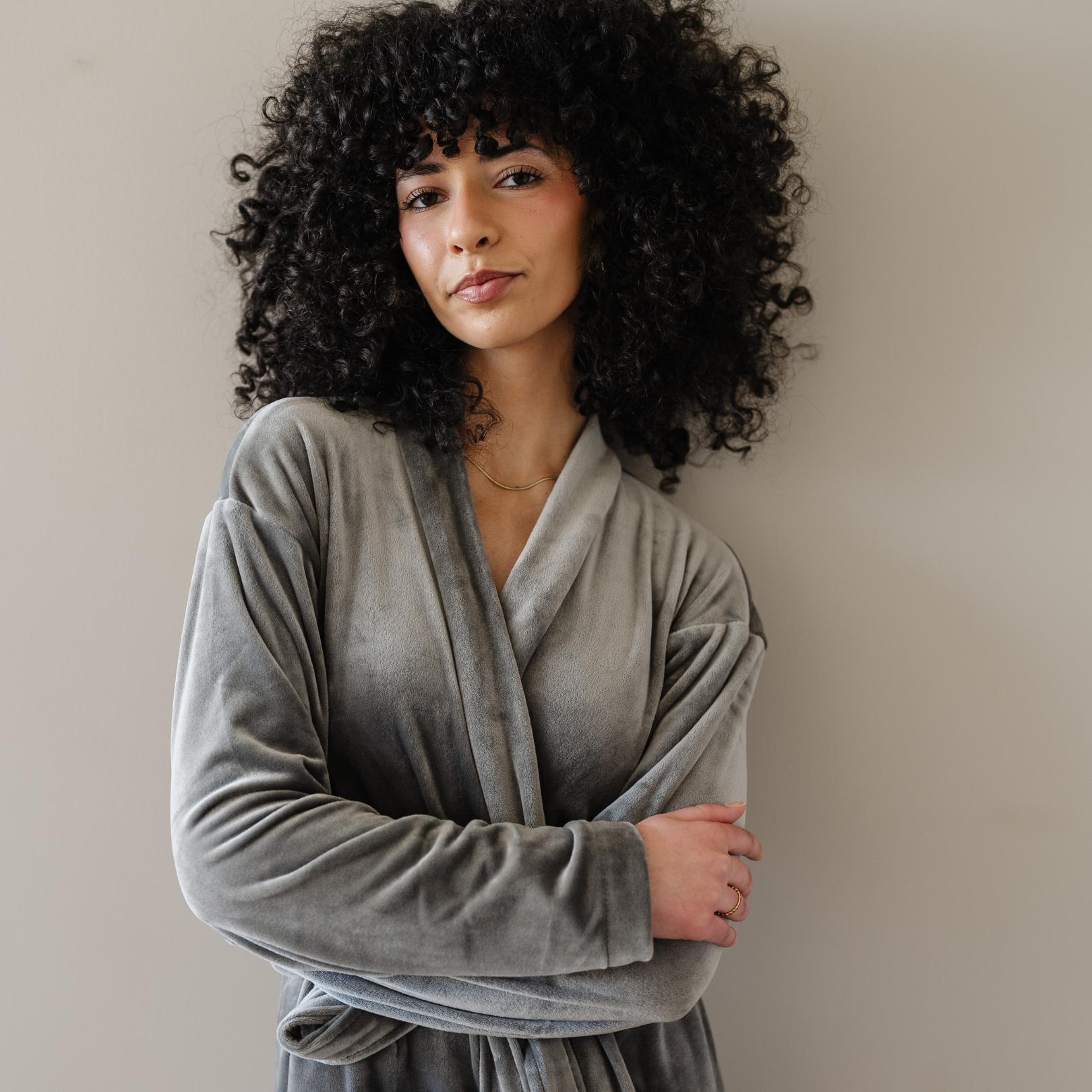 MINKY STRETCH LUXE ROBES: Charcoal / Small