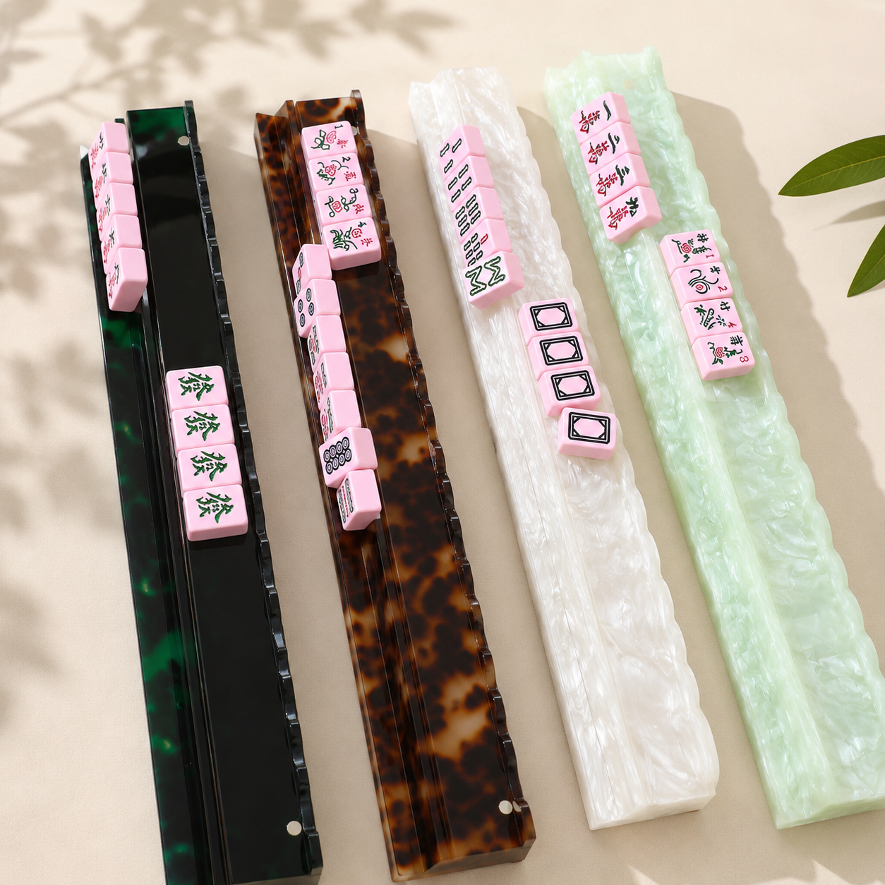 American Mahjong Racks Set–20" Acrylic Tile Rack & Pusher: Clear