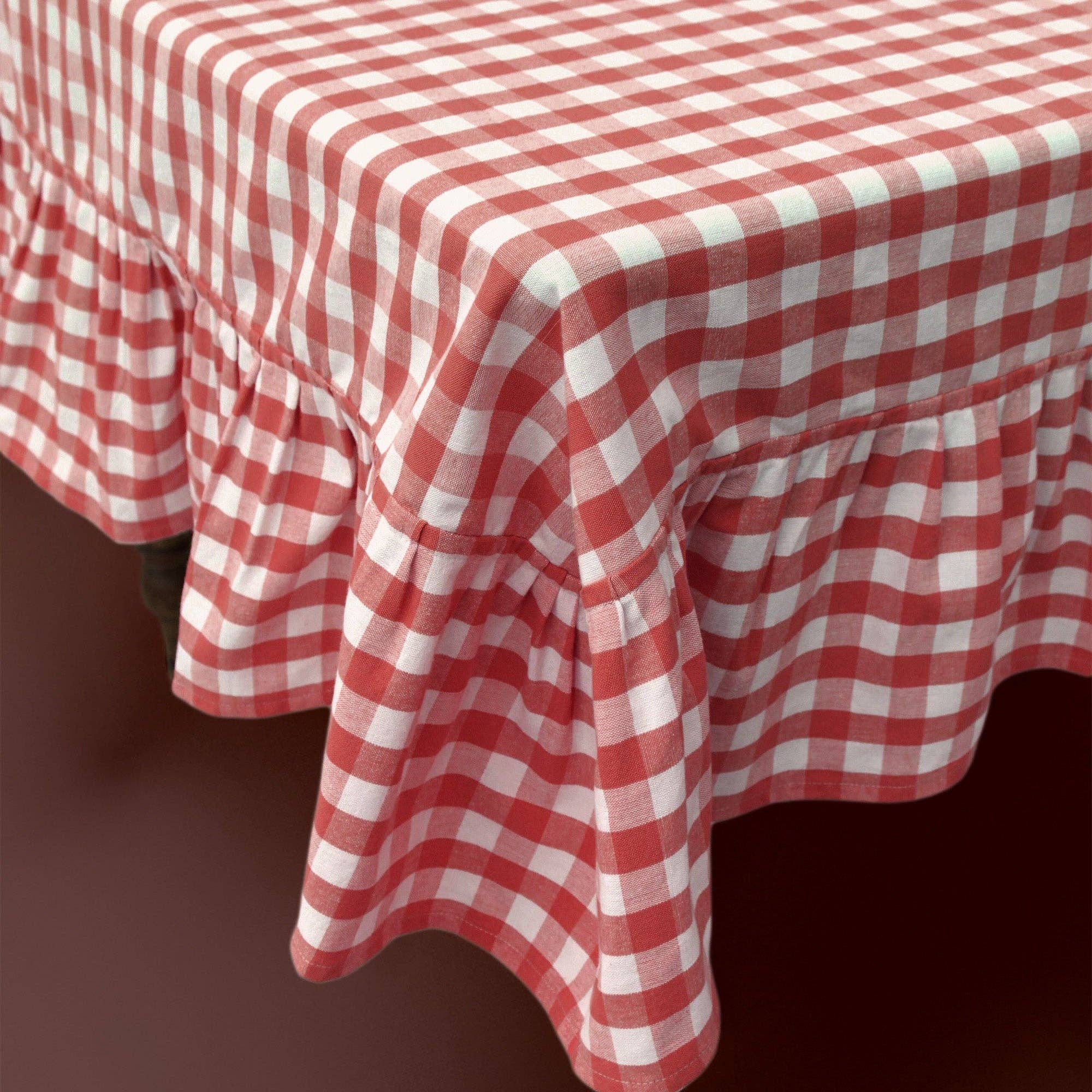 Ember Ruffled Gingham Tablecloth: 60"x90"