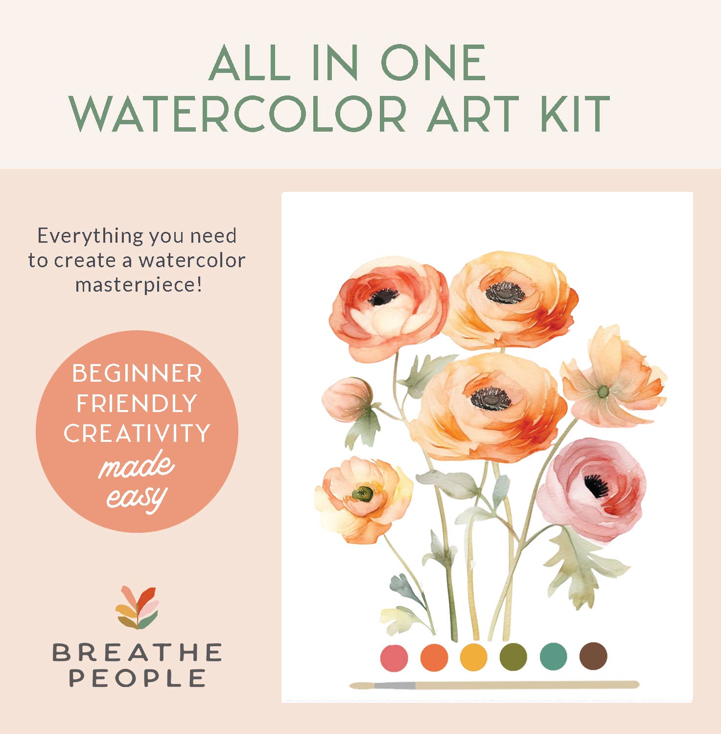 All-In-One Watercolor Kit - Ranunculus Blooms