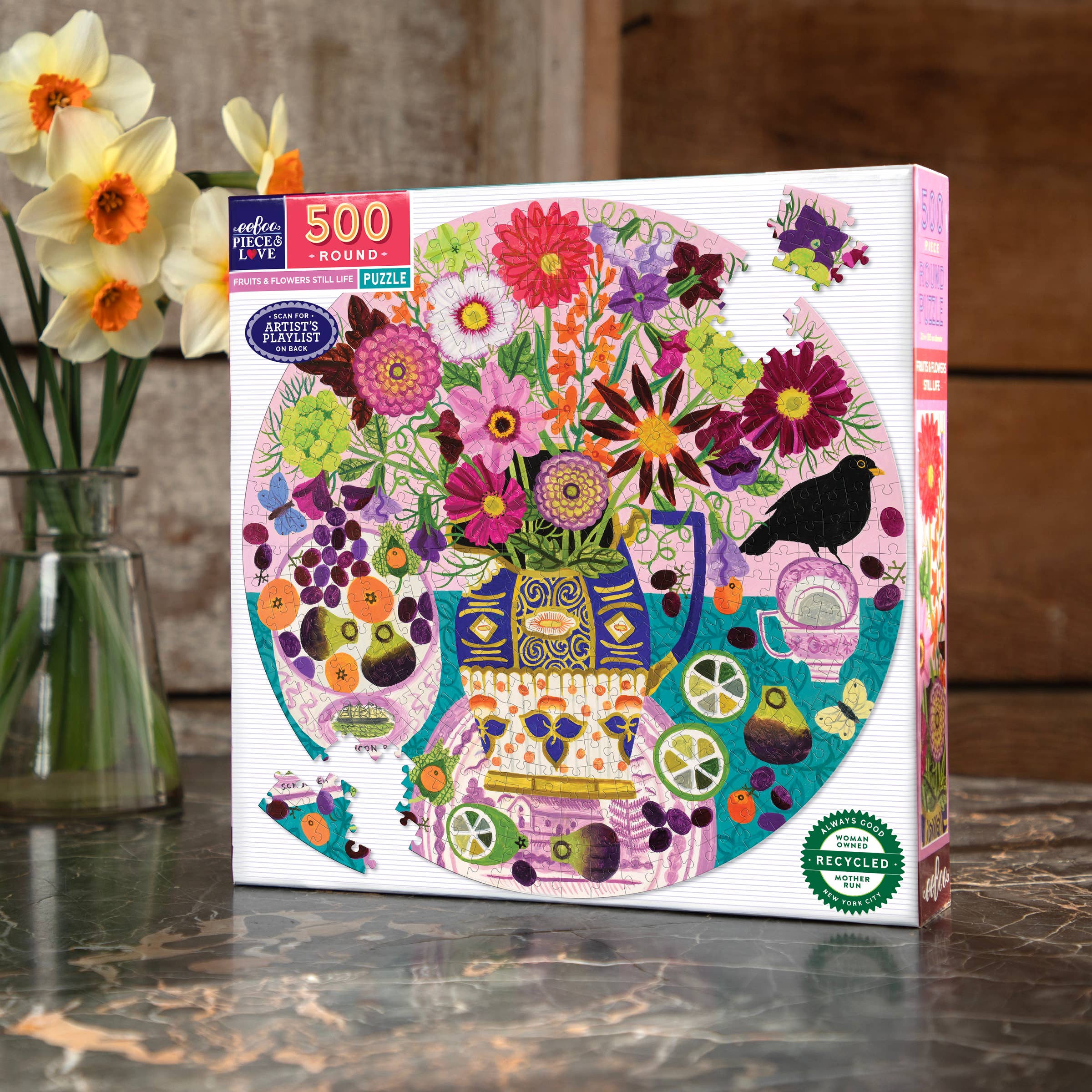 Fruits & Flowers Still Life 500 Piece Round Puzzle