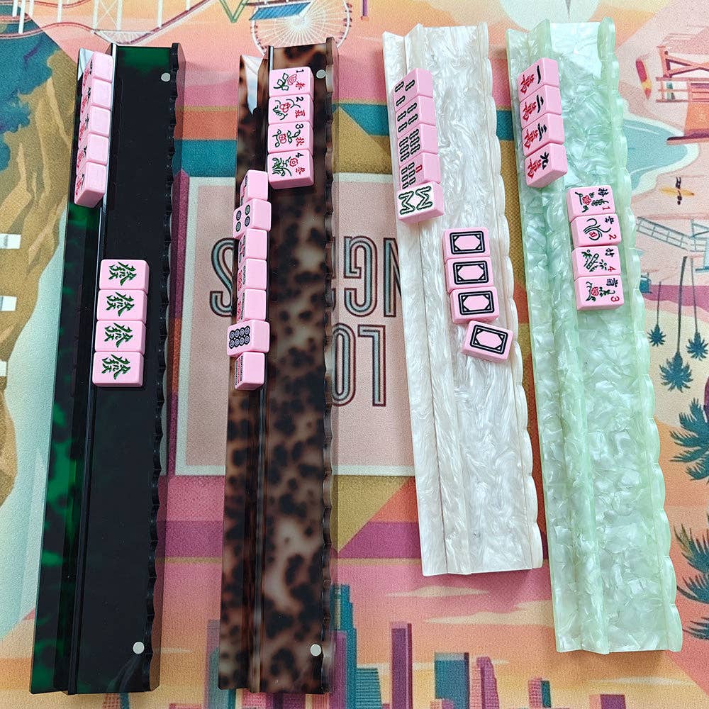 American Mahjong Racks Set–20" Acrylic Tile Rack & Pusher: Clear