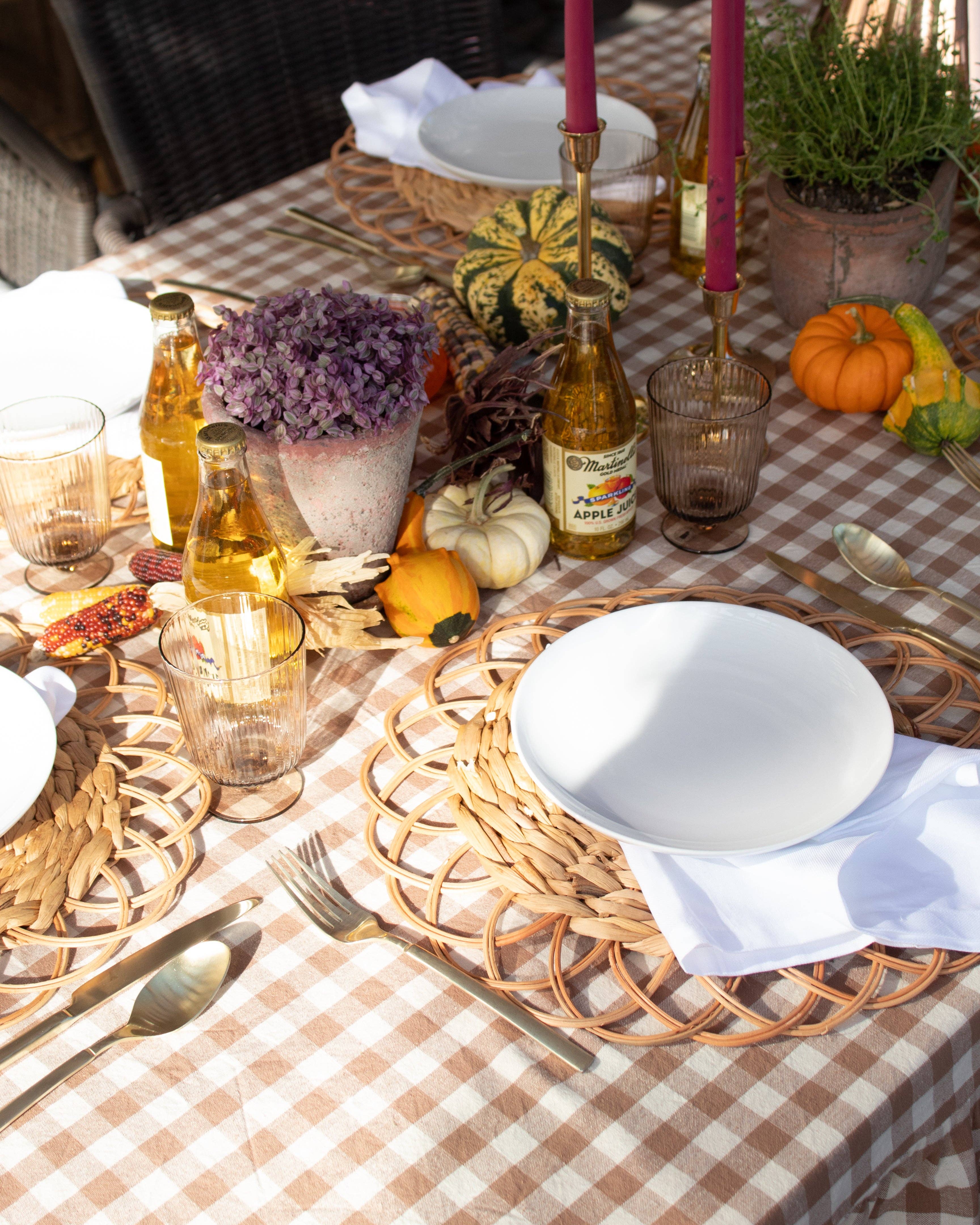 Hazelnut Ruffled Gingham Tablecloth: 60"x120"