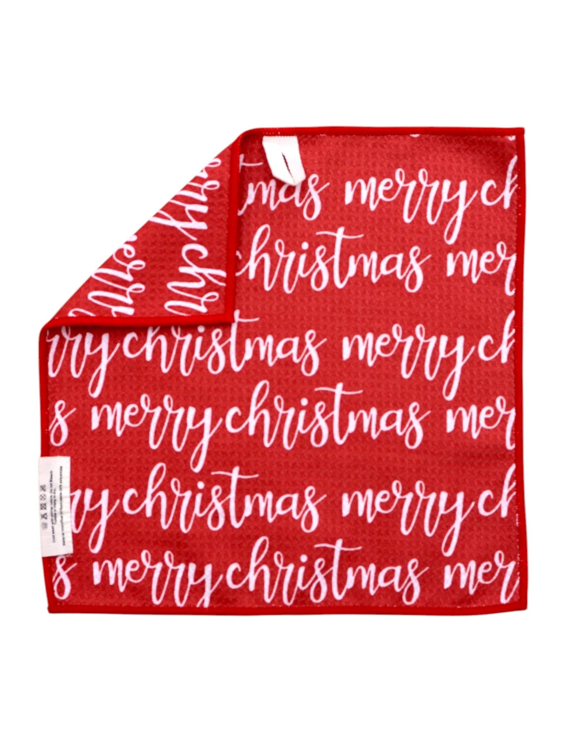 Crae.Home - A Very Merry Christmas: Double-Sided Washcloth - Red / Washcloth (12 in x 12 in)